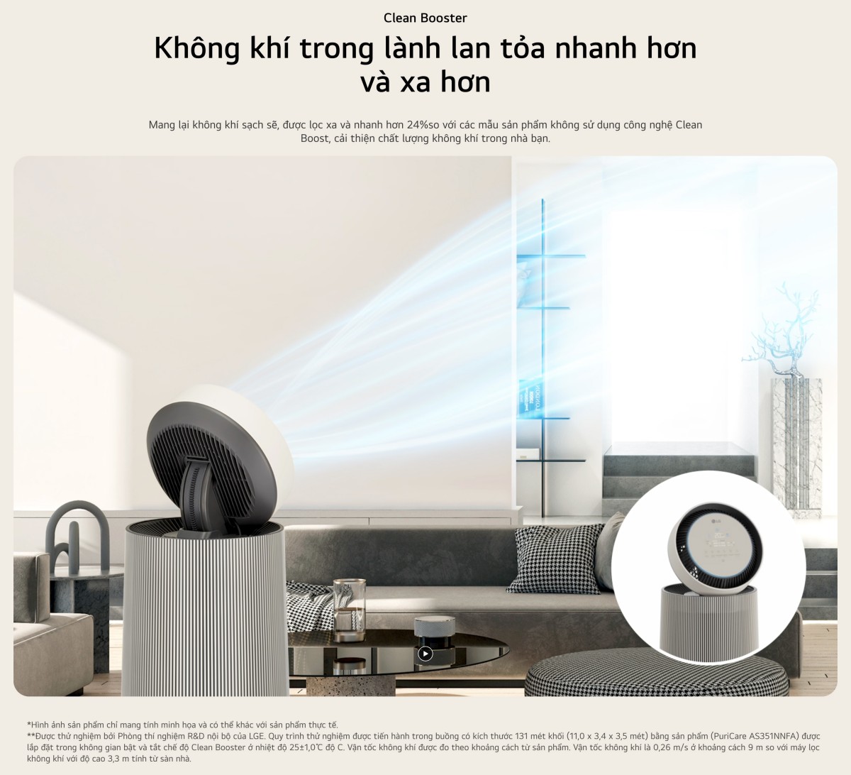 Máy lọc không khí PuriCare360 Alpha PET Lọc không khí 360˚ diện tích 61m²