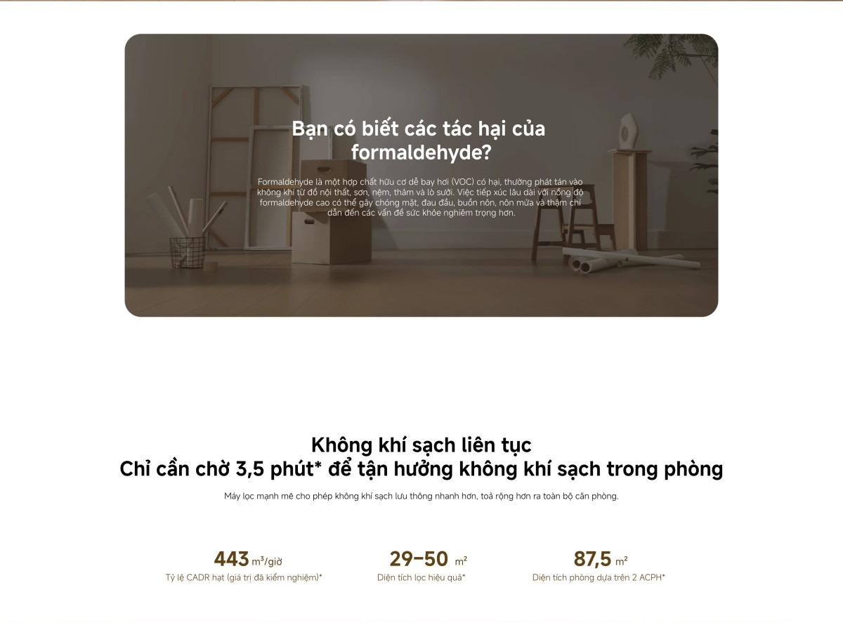 Xiaomi Smart Air Purifier 6 máy lọc không khí diện tích 87m²