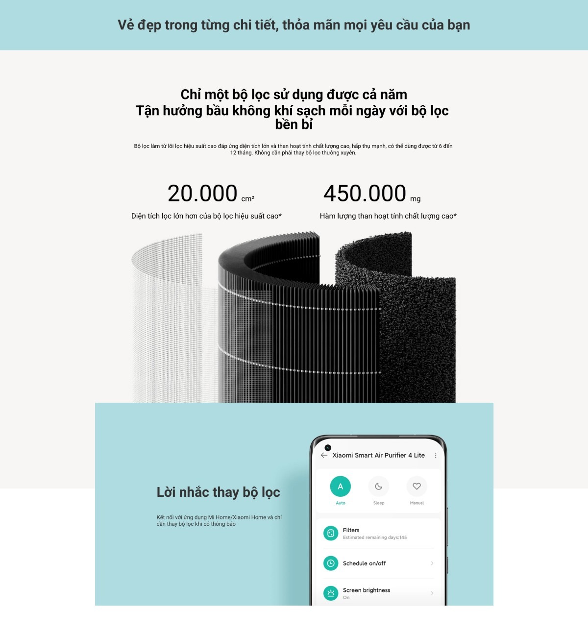 Xiaomi Smart Air Purifier 4 Lite máy lọc không khí diện tích 40 m²