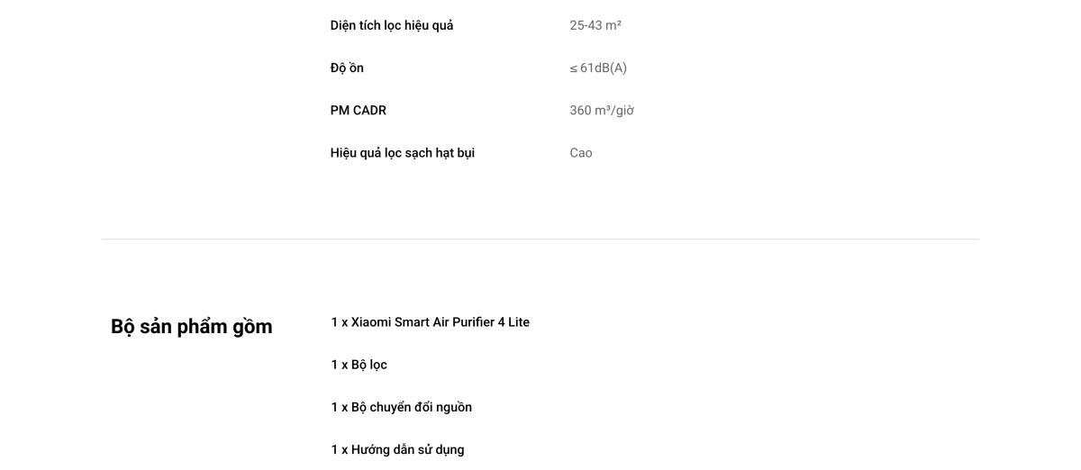 Xiaomi Smart Air Purifier 4 Lite máy lọc không khí diện tích 40 m²