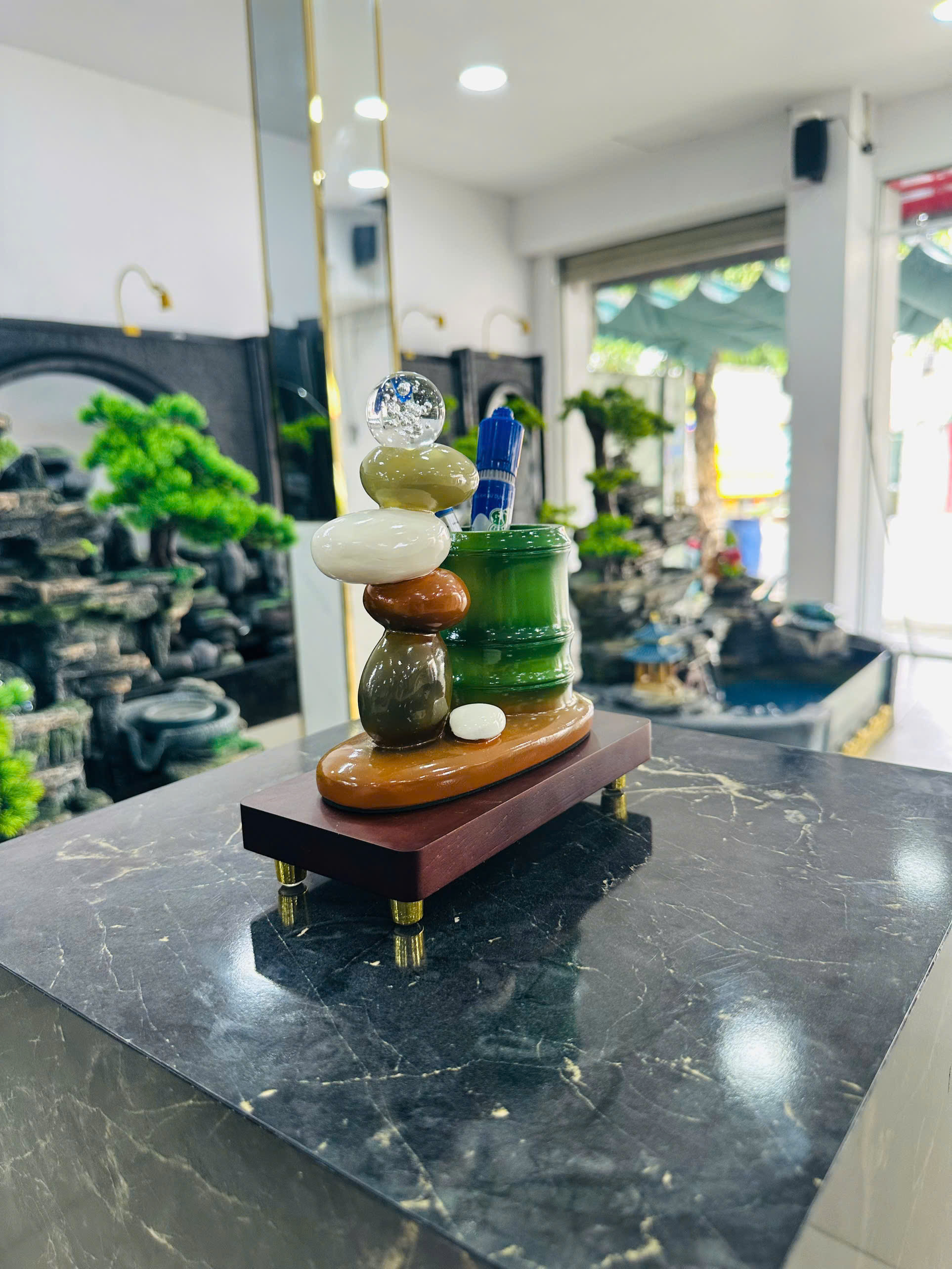 Đồ Trang Trí Tiểu Cảnh Trong Nhà Hình Tháp Đá Model HS023