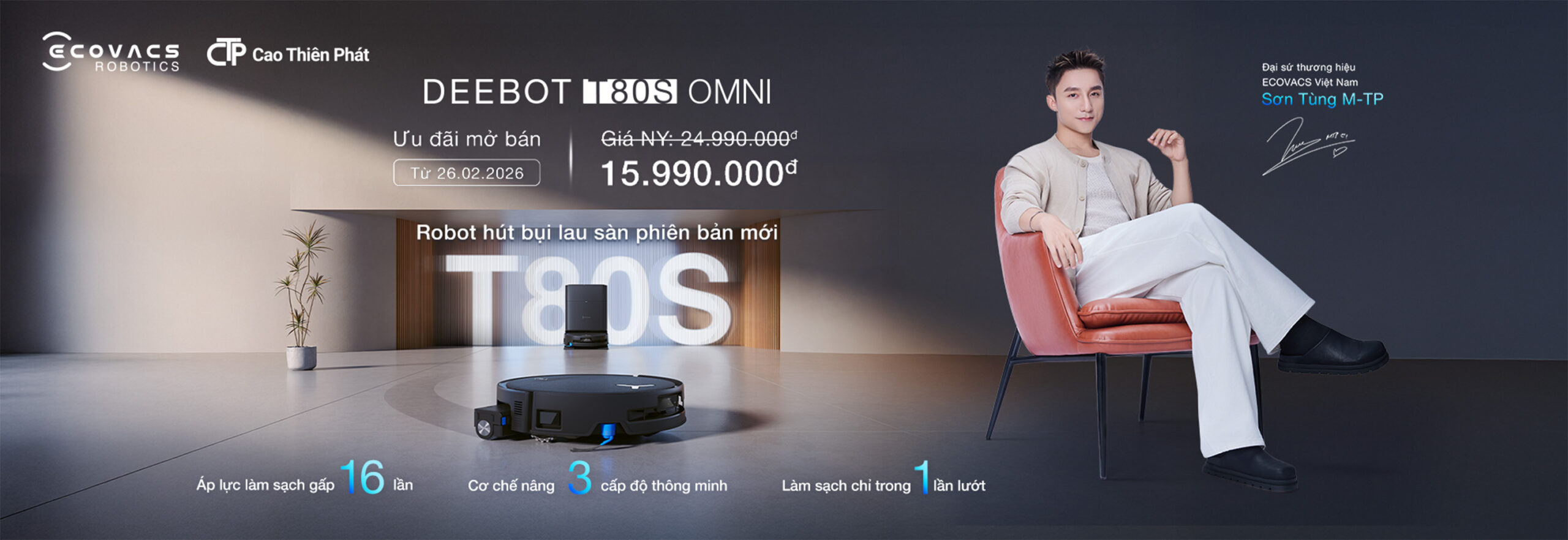 Robot hút bụi Ecovacs T80s Omni
