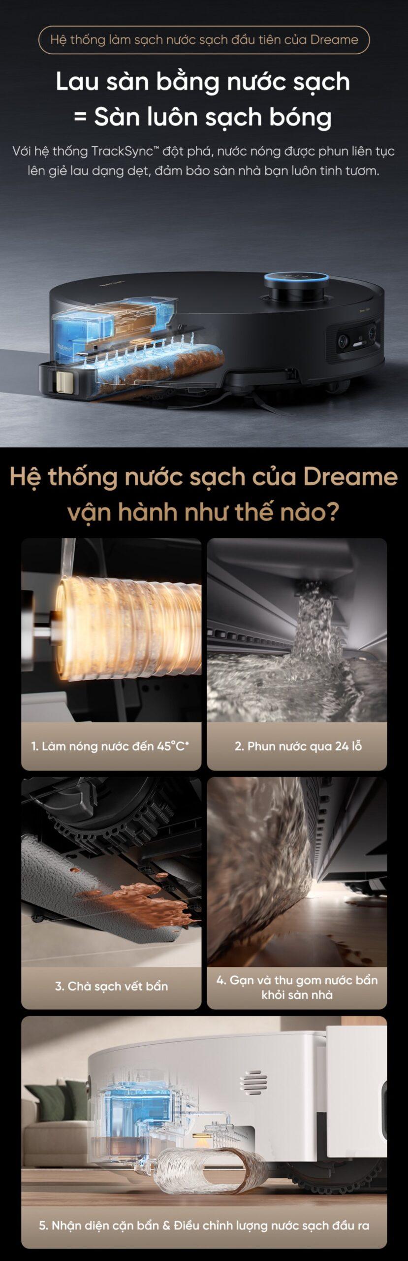 Robot hút bụi Dreame Aqua 10 Pro Track