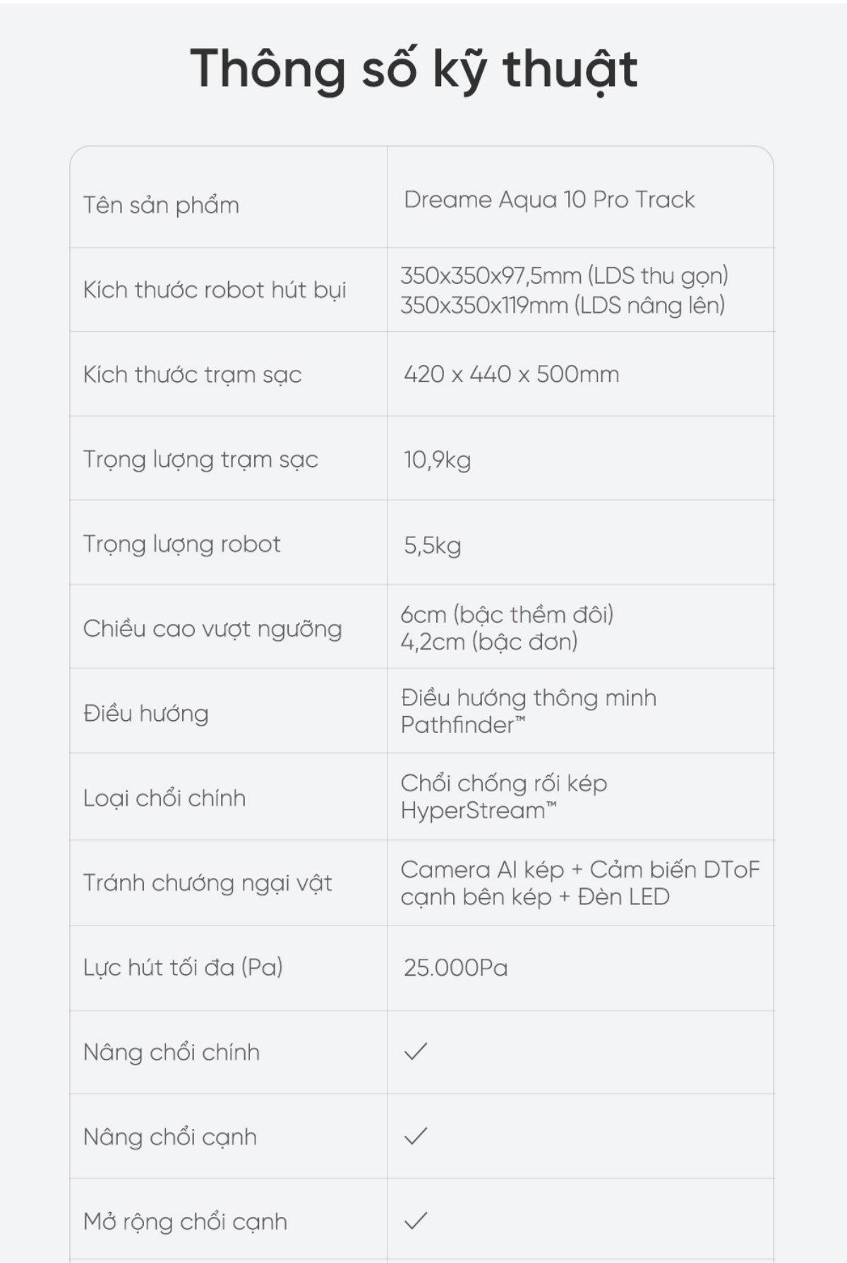 Robot hút bụi Dreame Aqua 10 Pro Track
