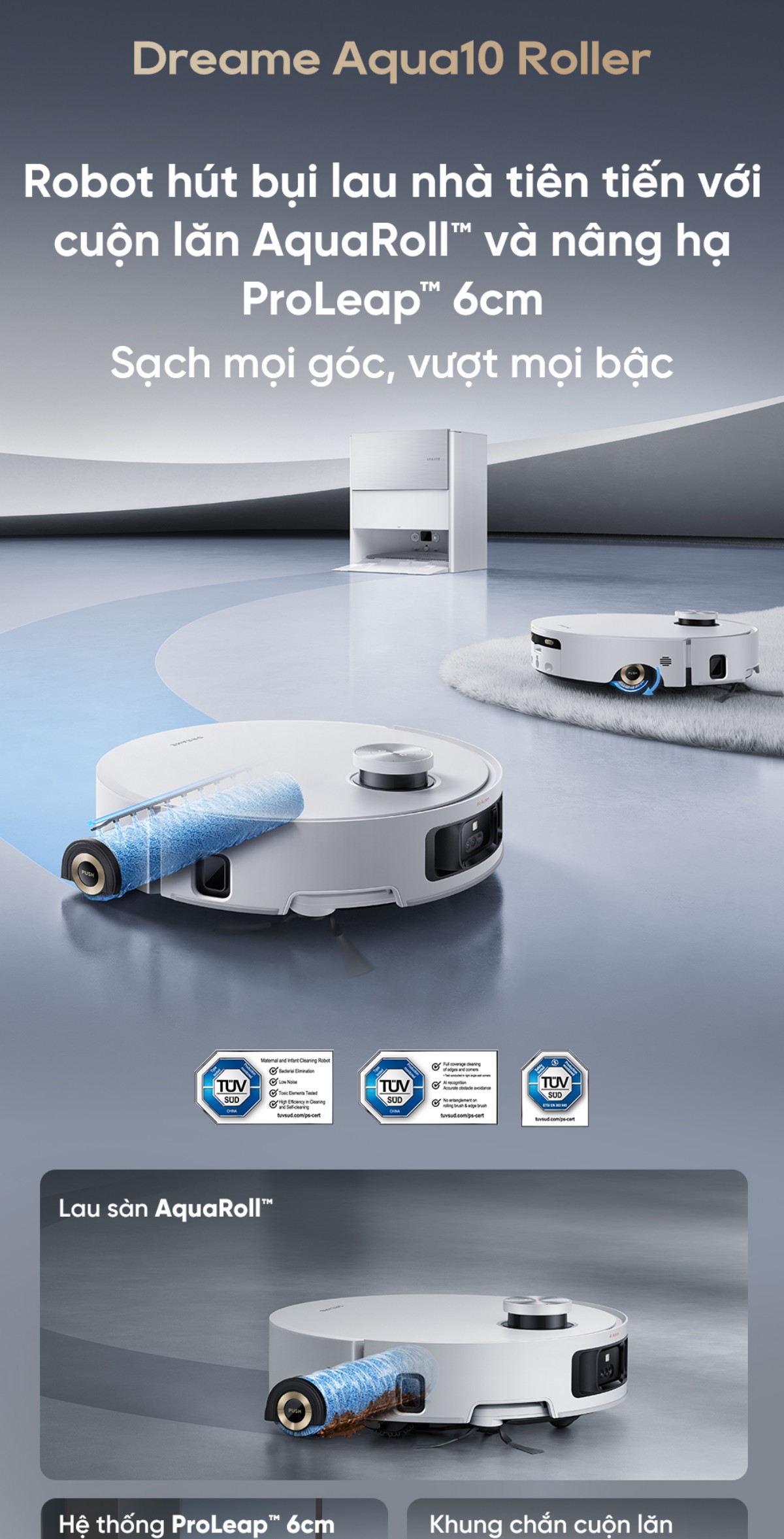 Robot hút bụi Dreame Aqua 10 Roller
