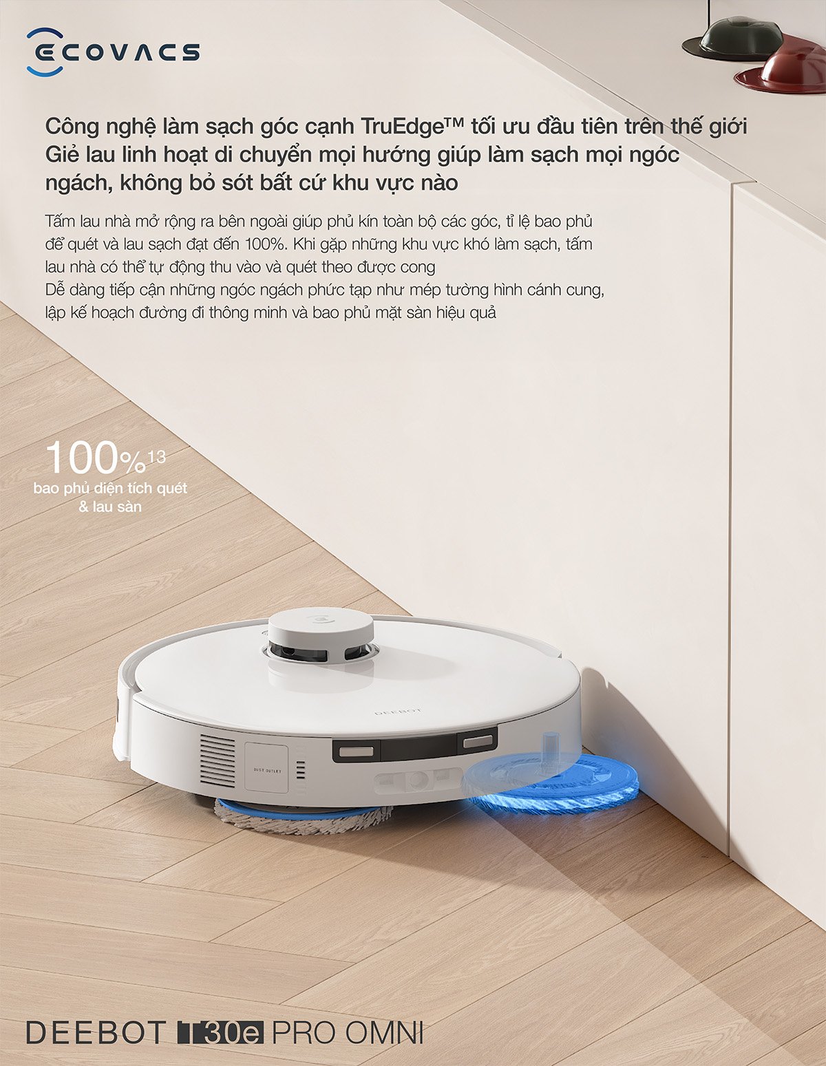Robot hút bụi Ecovacs T30e Pro Omni
