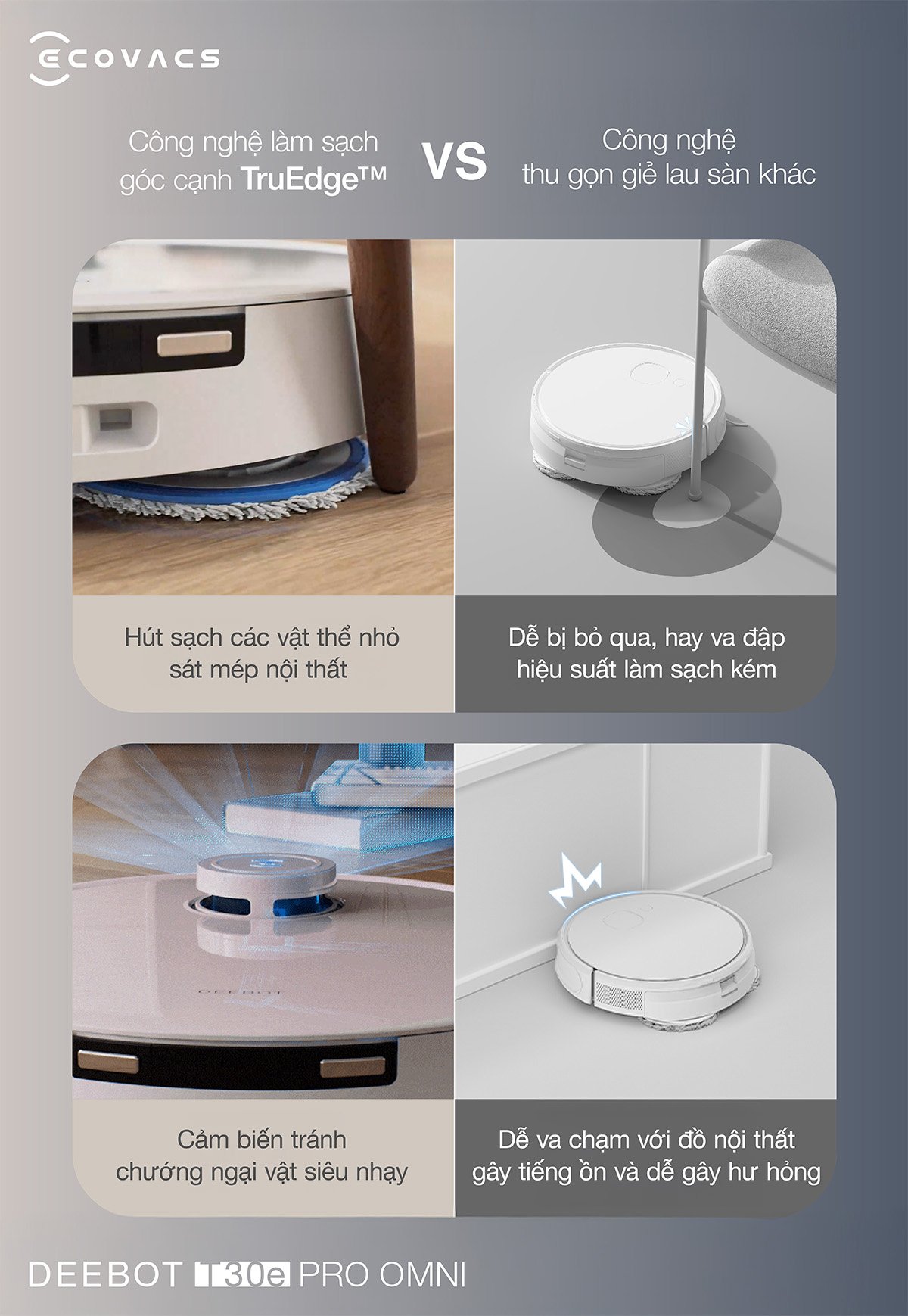 Robot hút bụi Ecovacs T30e Pro Omni
