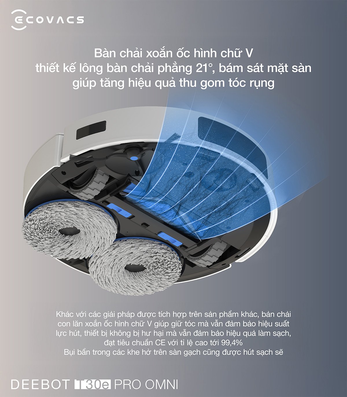 Robot hút bụi Ecovacs T30e Pro Omni