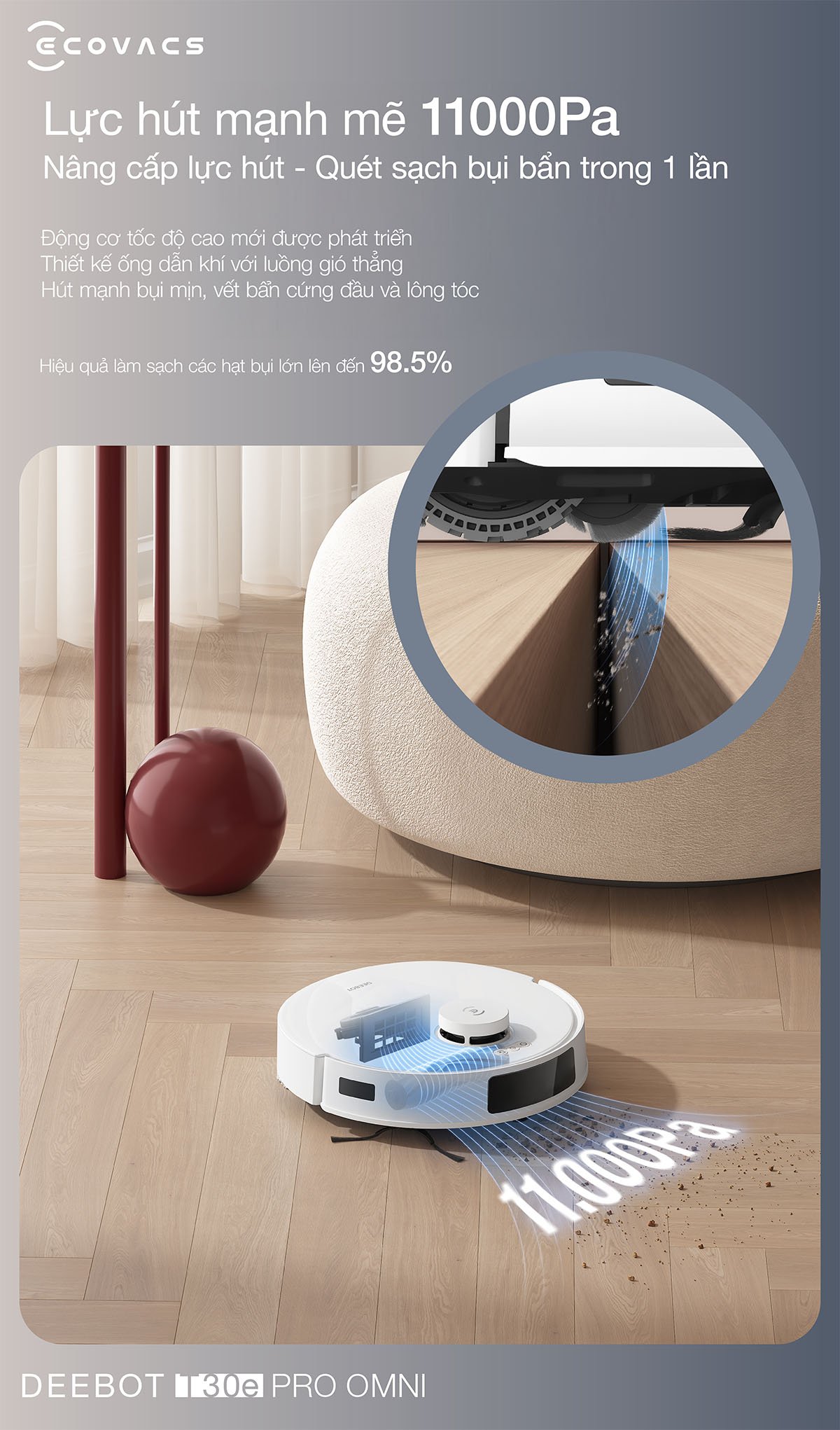Robot hút bụi Ecovacs T30e Pro Omni