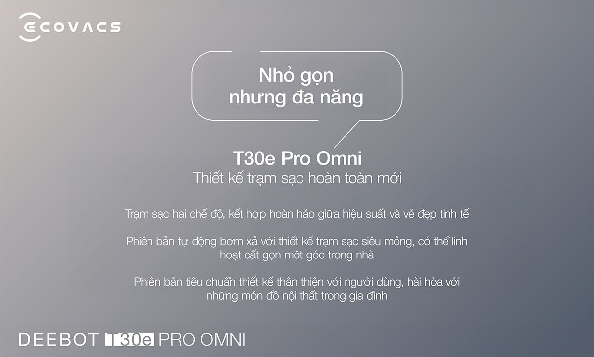 Robot hút bụi Ecovacs T30e Pro Omni