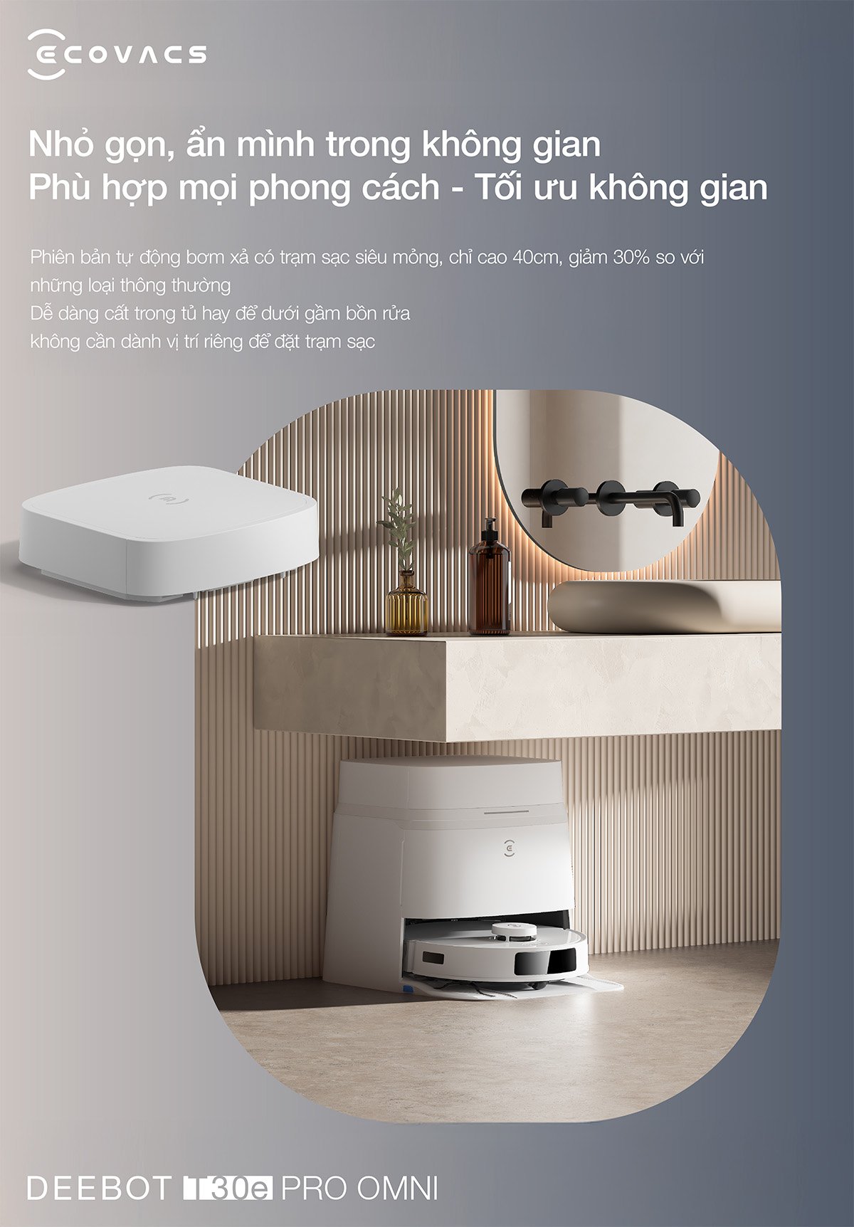 Robot hút bụi Ecovacs T30e Pro Omni