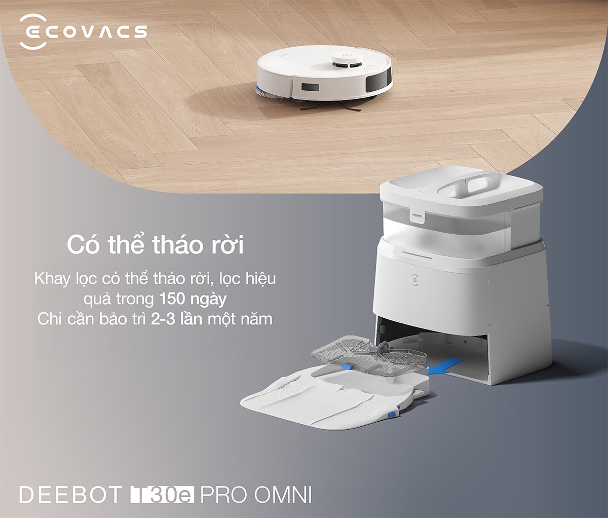 Robot hút bụi Ecovacs T30e Pro Omni