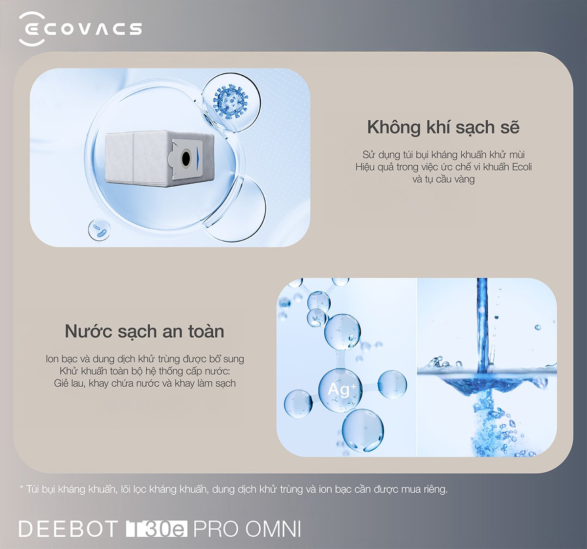 Robot hút bụi Ecovacs T30e Pro Omni