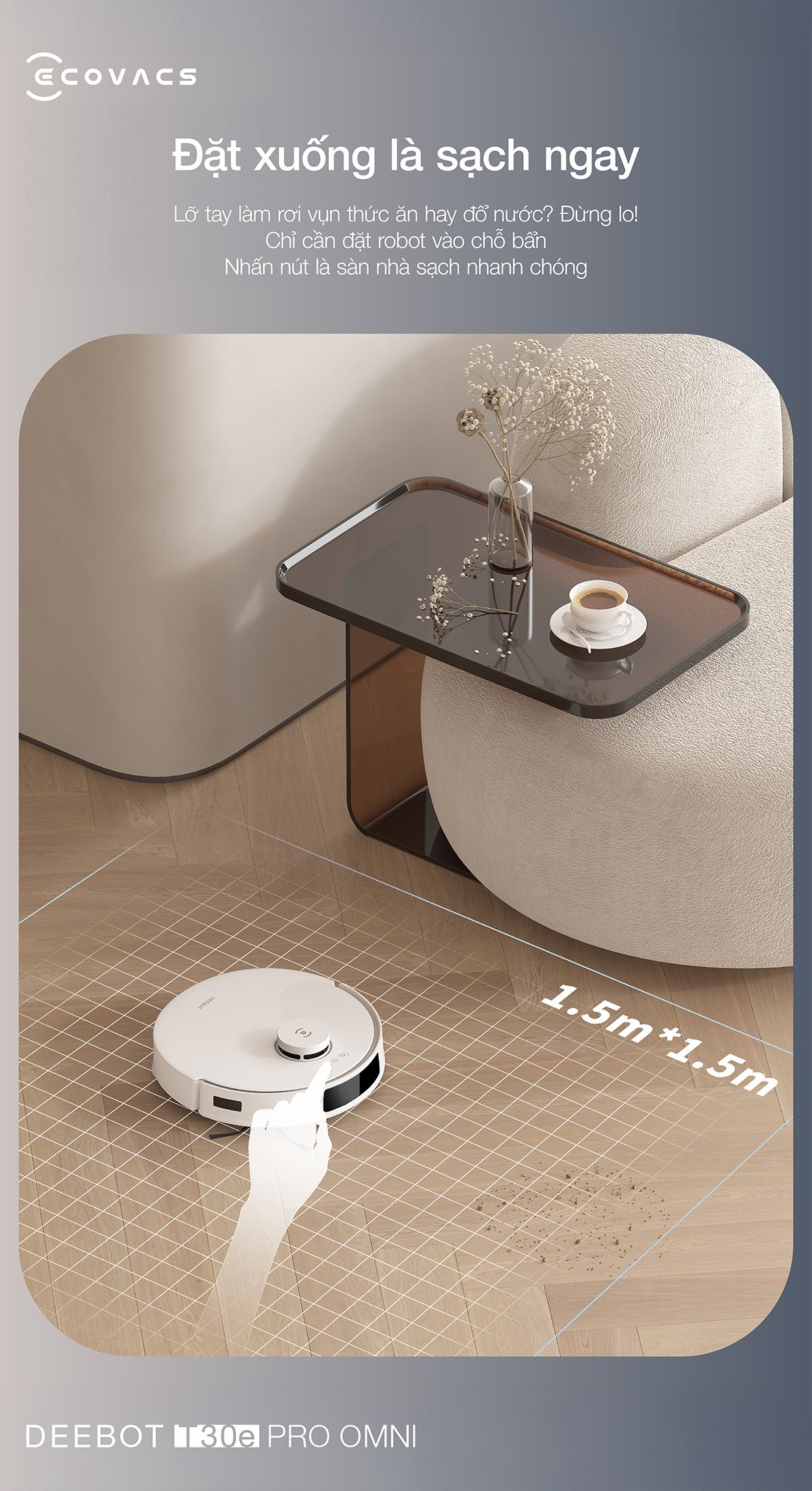 Robot hút bụi Ecovacs T30e Pro Omni