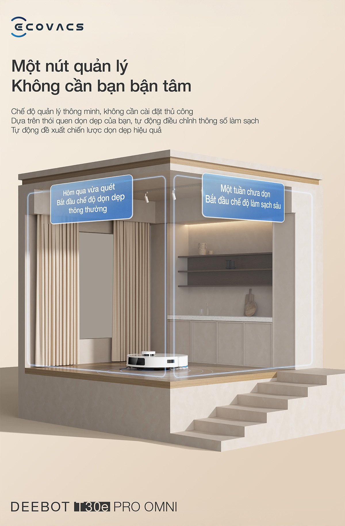 Robot hút bụi Ecovacs T30e Pro Omni