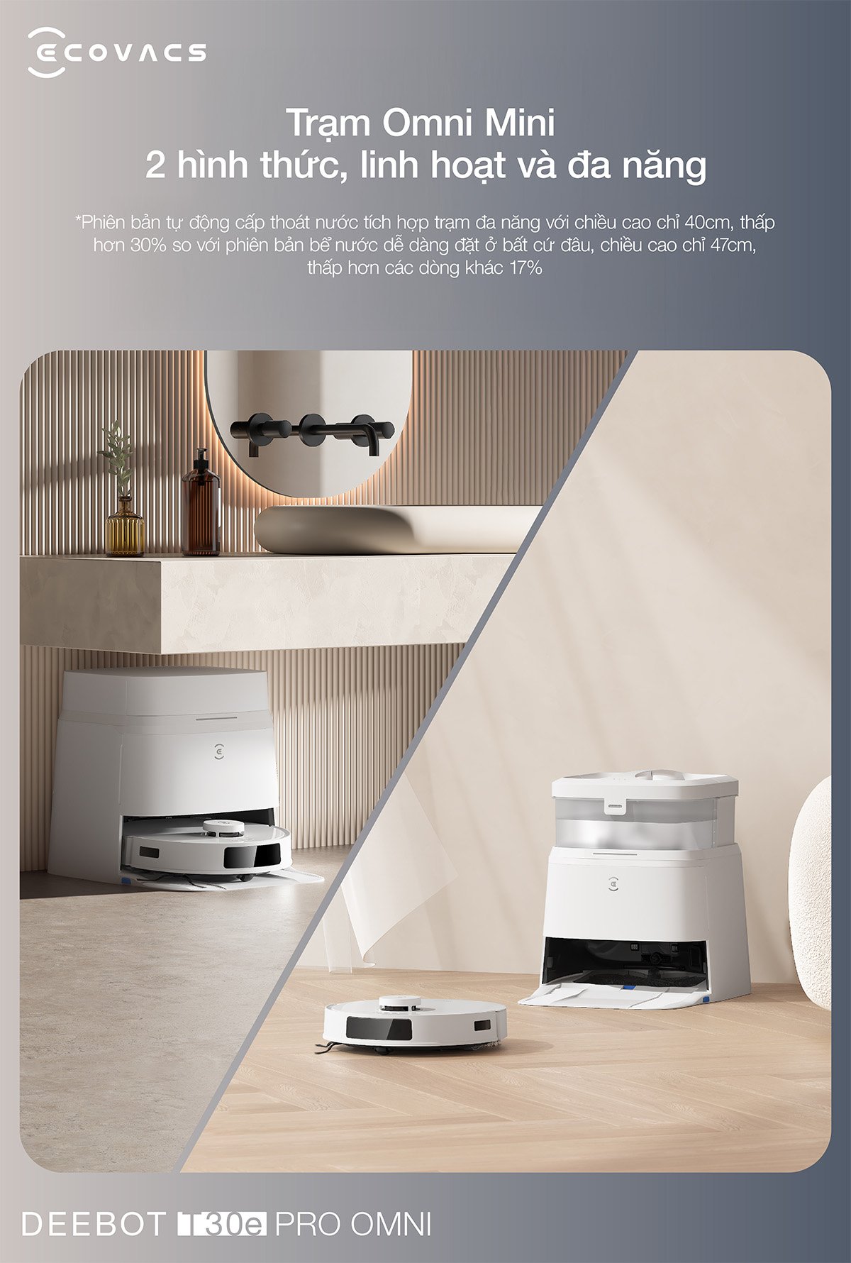 Robot hút bụi Ecovacs T30e Pro Omni