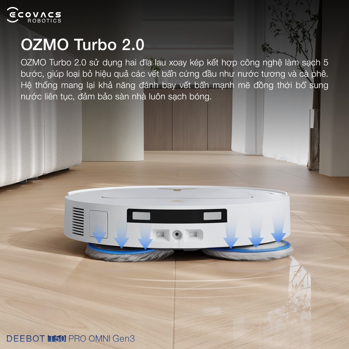 Robot hút bụi Ecovacs T50 Pro OMNI Gen 3
