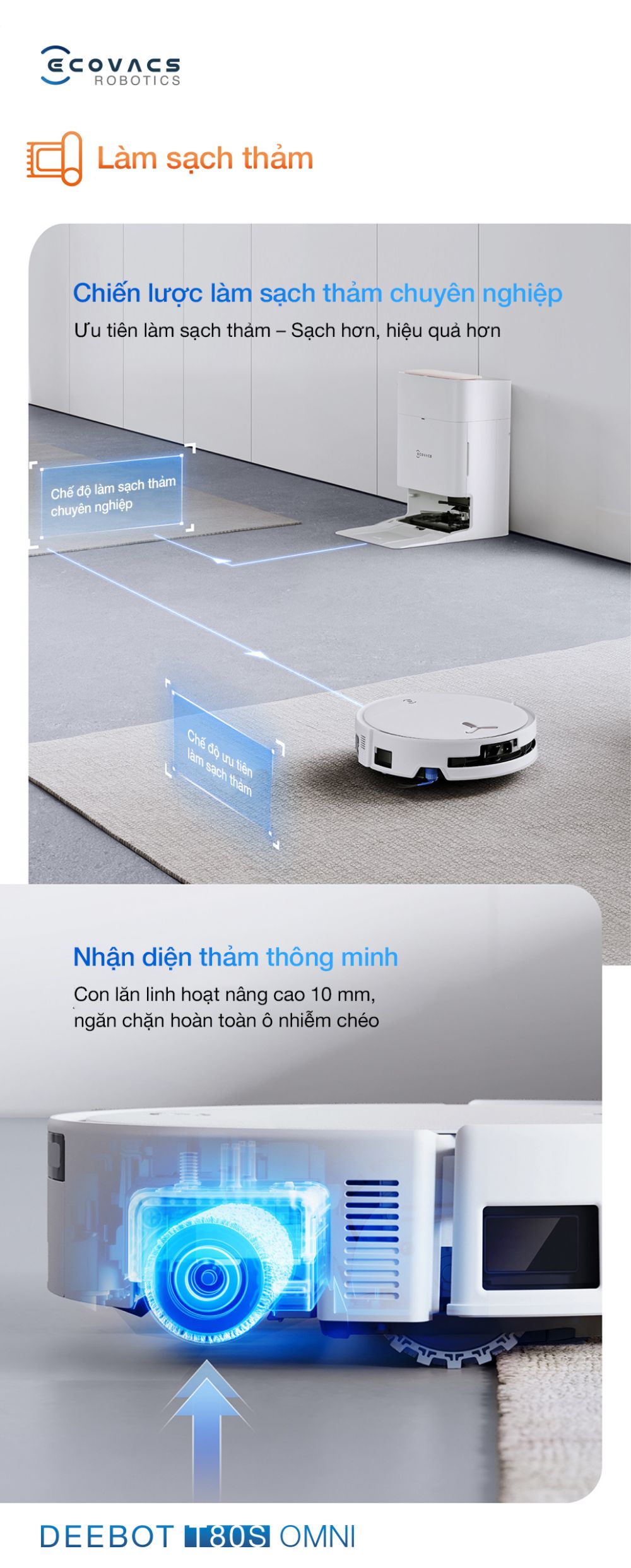Robot hút bụi Ecovacs T80s Omni