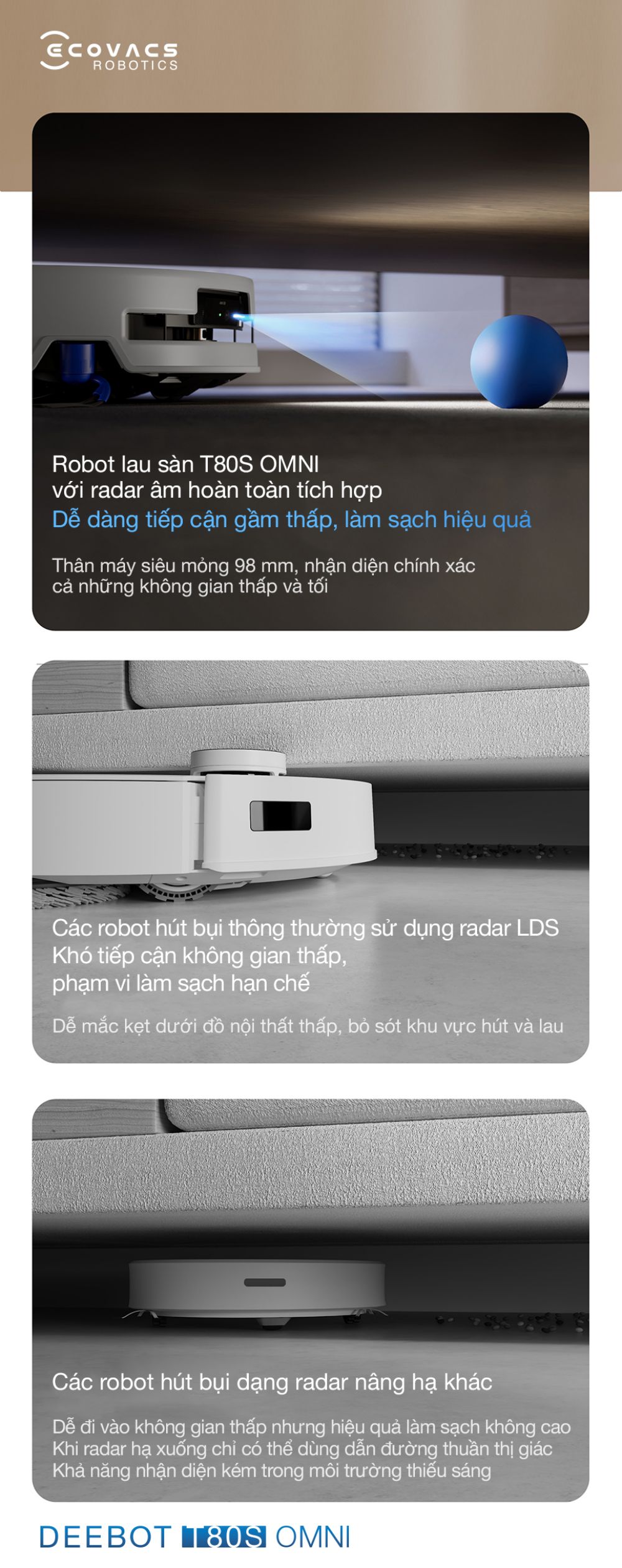 Robot hút bụi Ecovacs T80s Omni