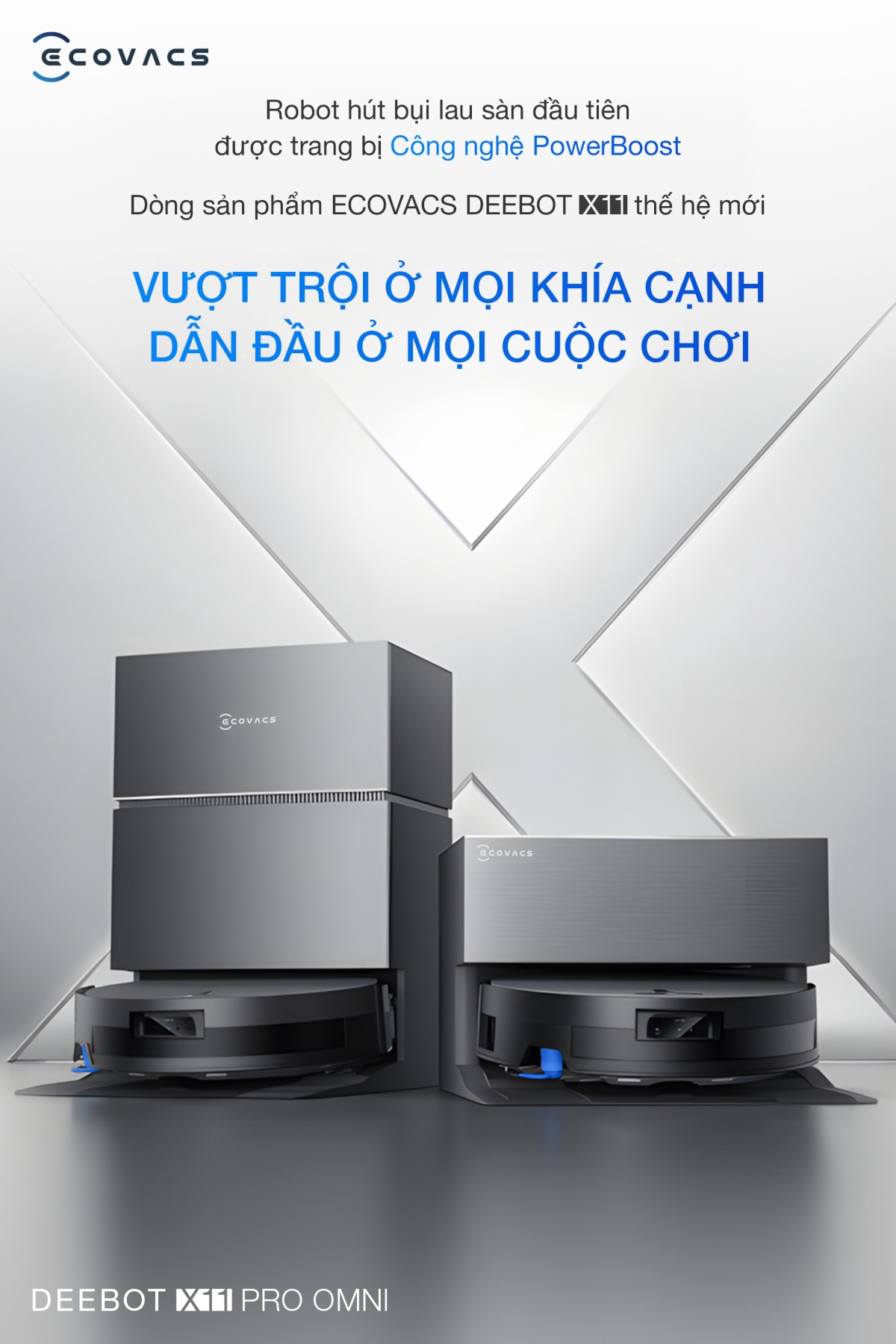 Robot hút bụi Ecovacs X11 Pro OMNI tự động cấp xả nước