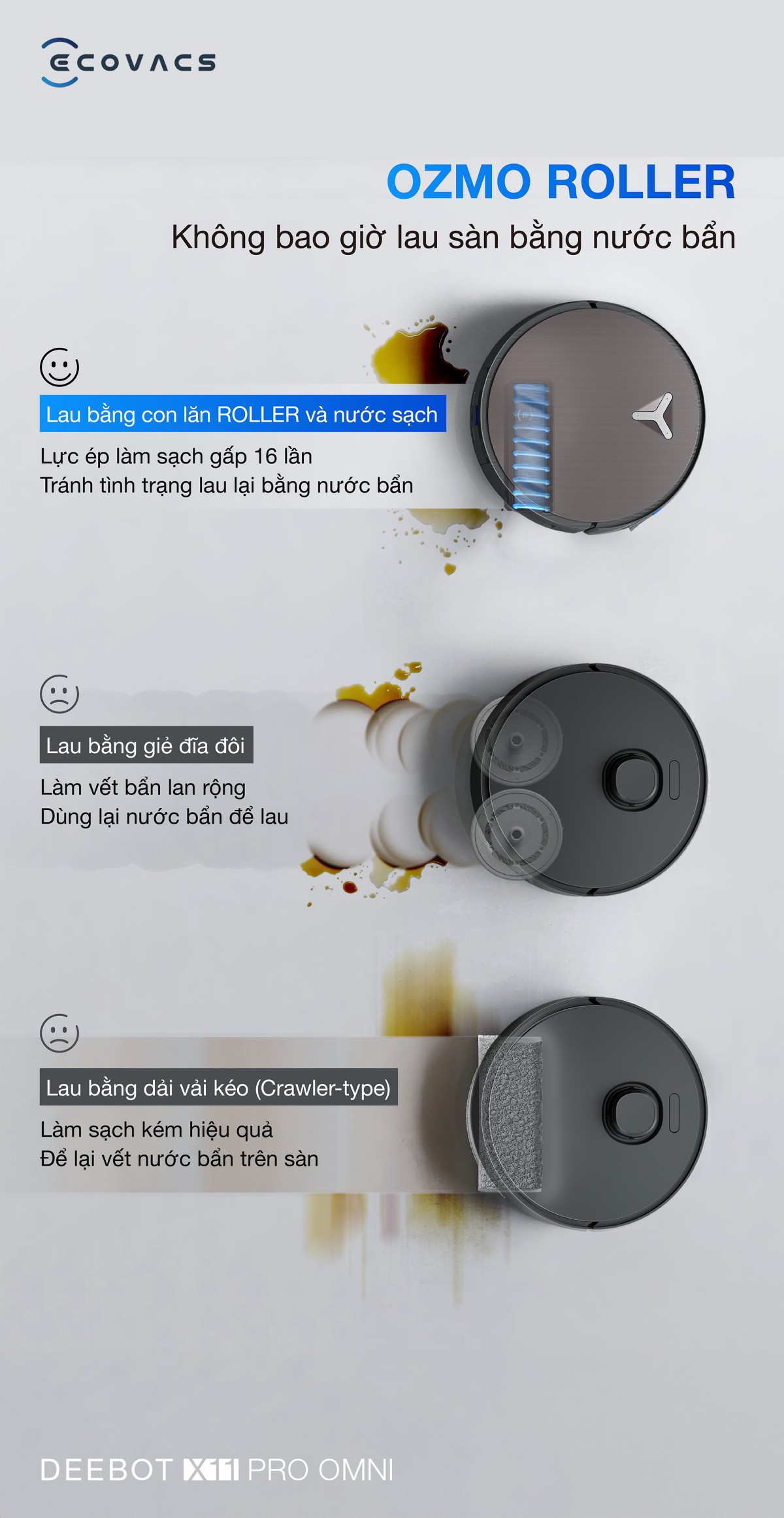 Robot hút bụi Ecovacs X11 Pro OMNI tự động cấp xả nước