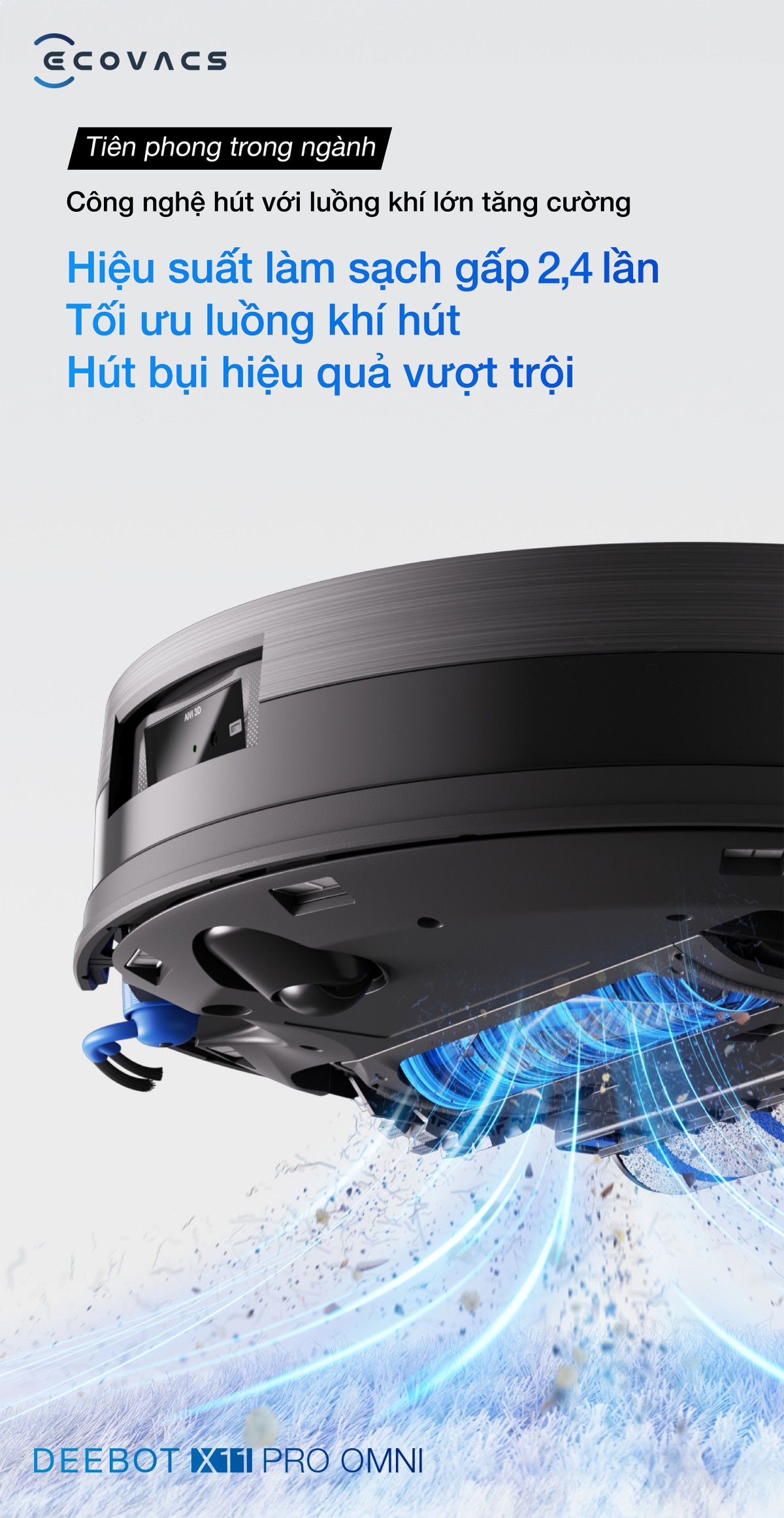 Robot hút bụi Ecovacs X11 Pro OMNI tự động cấp xả nước
