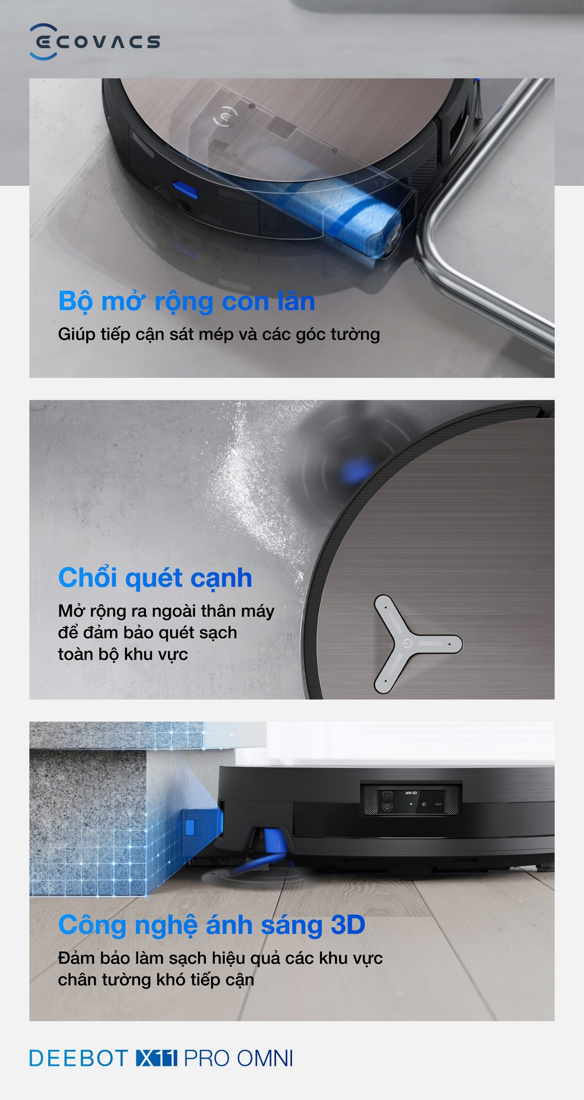 Robot hút bụi Ecovacs X11 Pro OMNI tự động cấp xả nước