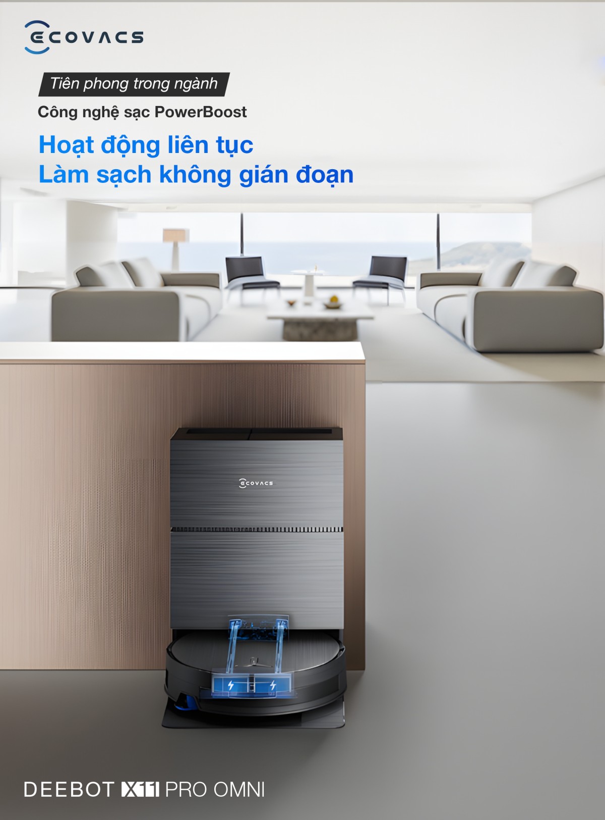 Robot hút bụi Ecovacs X11 Pro OMNI tự động cấp xả nước