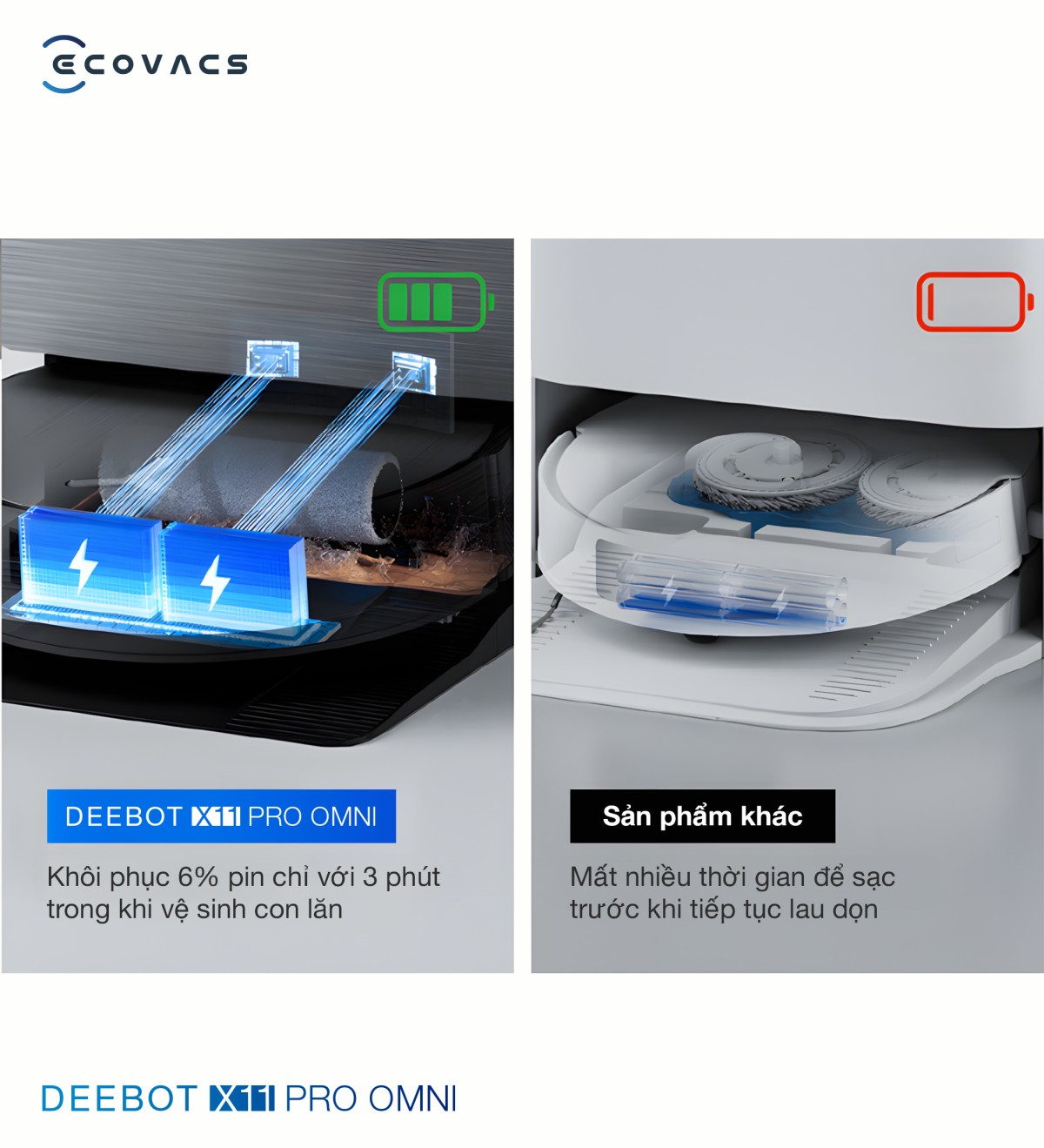 Robot hút bụi Ecovacs X11 Pro OMNI tự động cấp xả nước