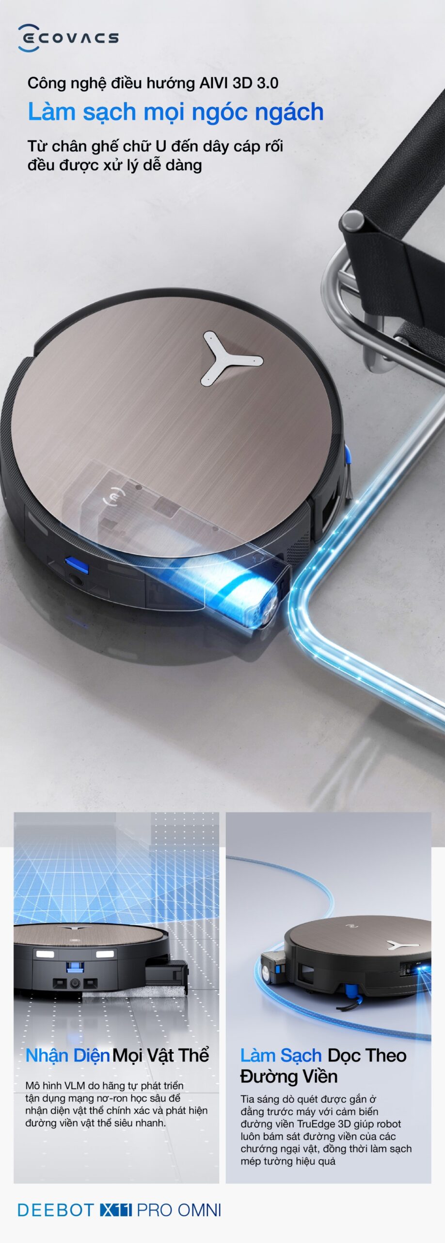 Robot hút bụi Ecovacs X11 Pro OMNI tự động cấp xả nước
