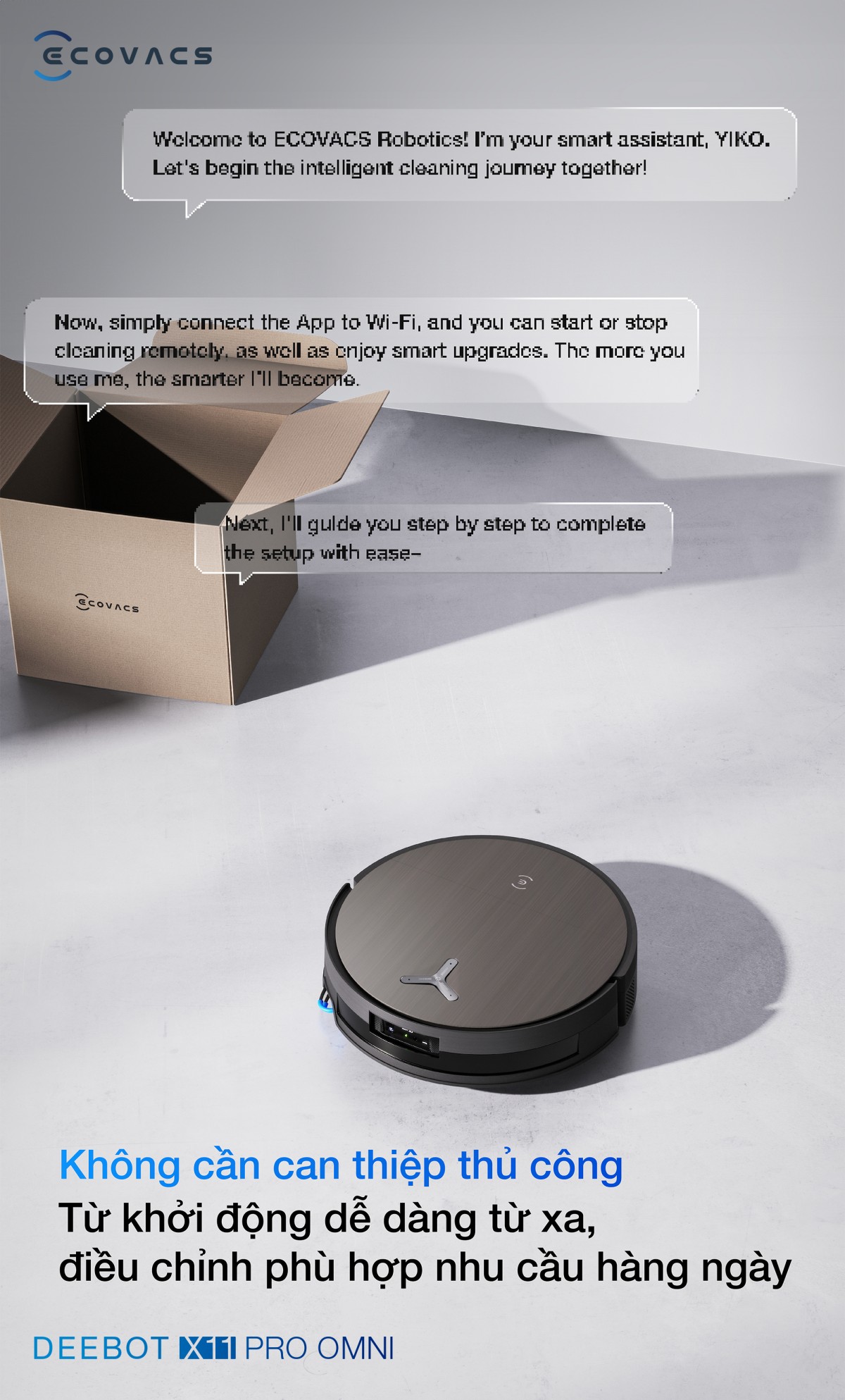 Robot hút bụi Ecovacs X11 Pro OMNI tự động cấp xả nước