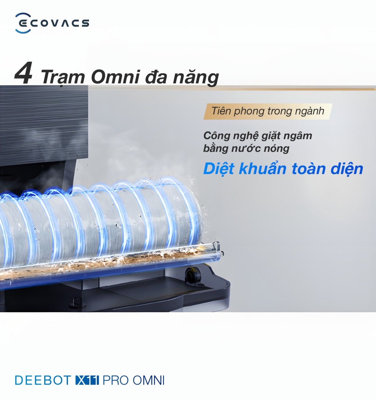 Robot hút bụi Ecovacs X11 Pro OMNI tự động cấp xả nước