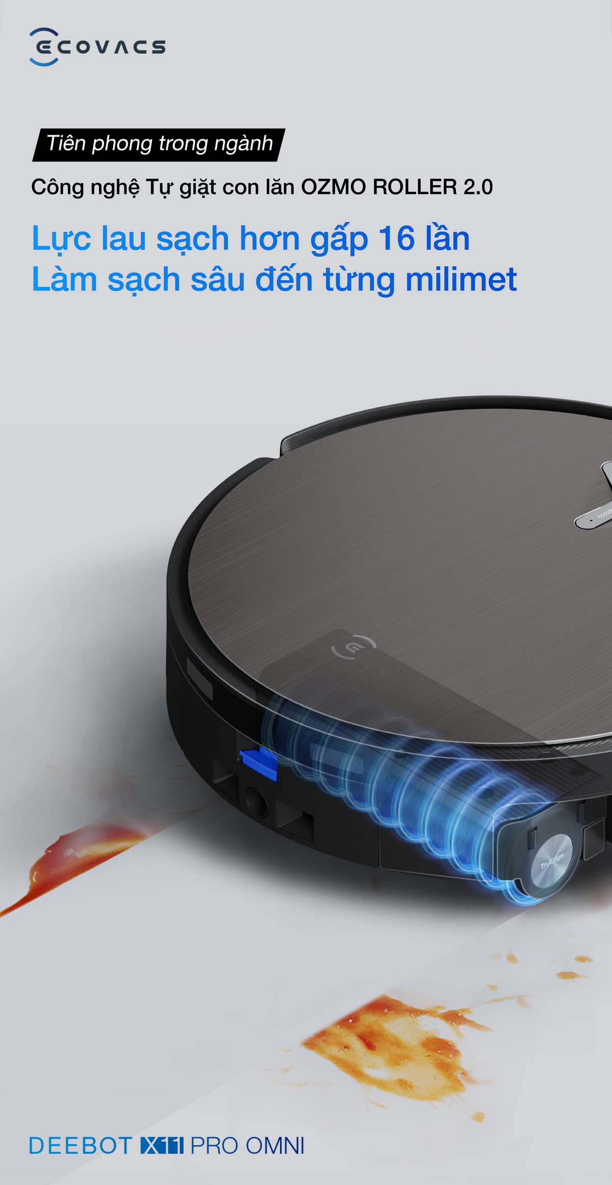Robot hút bụi Ecovacs X11 Pro OMNI tự động cấp xả nước