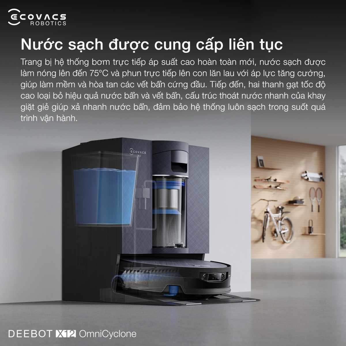 Robot hút bụi Ecovacs X12 OmniCyclone