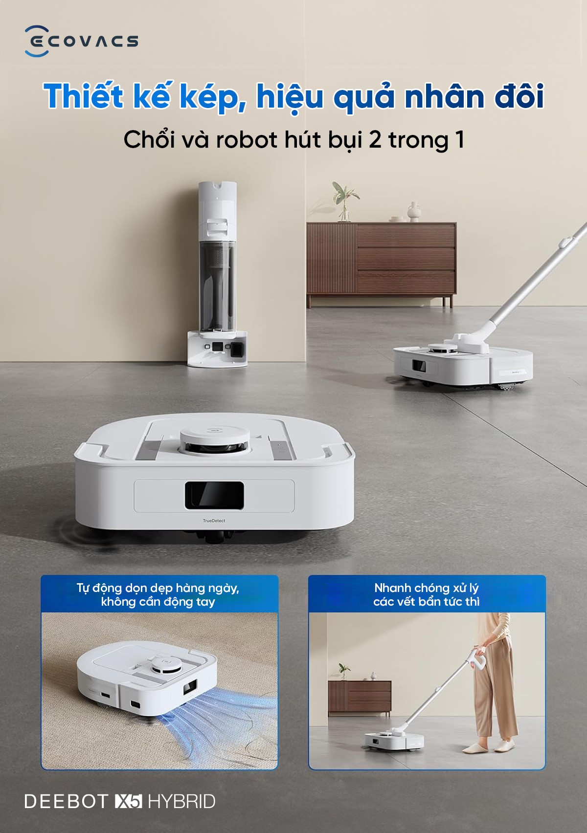 Robot hút bụi Ecovacs X5 Hybrid