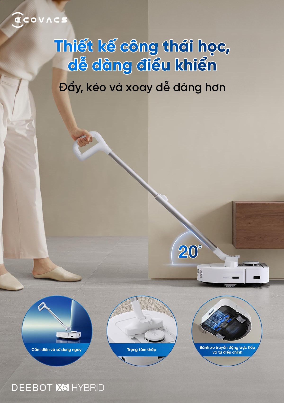 Robot hút bụi Ecovacs X5 Hybrid