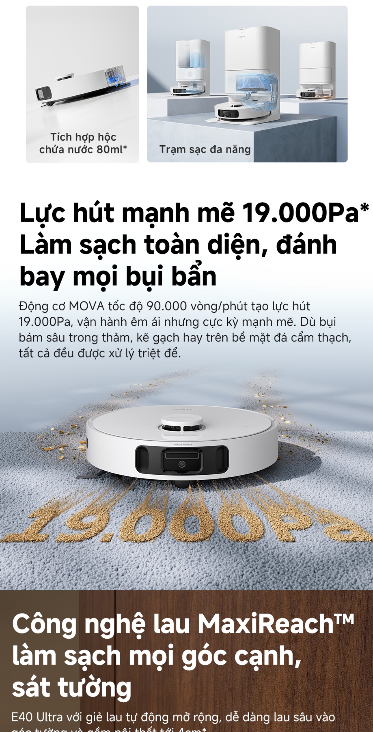 Robot hút bụi Mova E40 Ultra