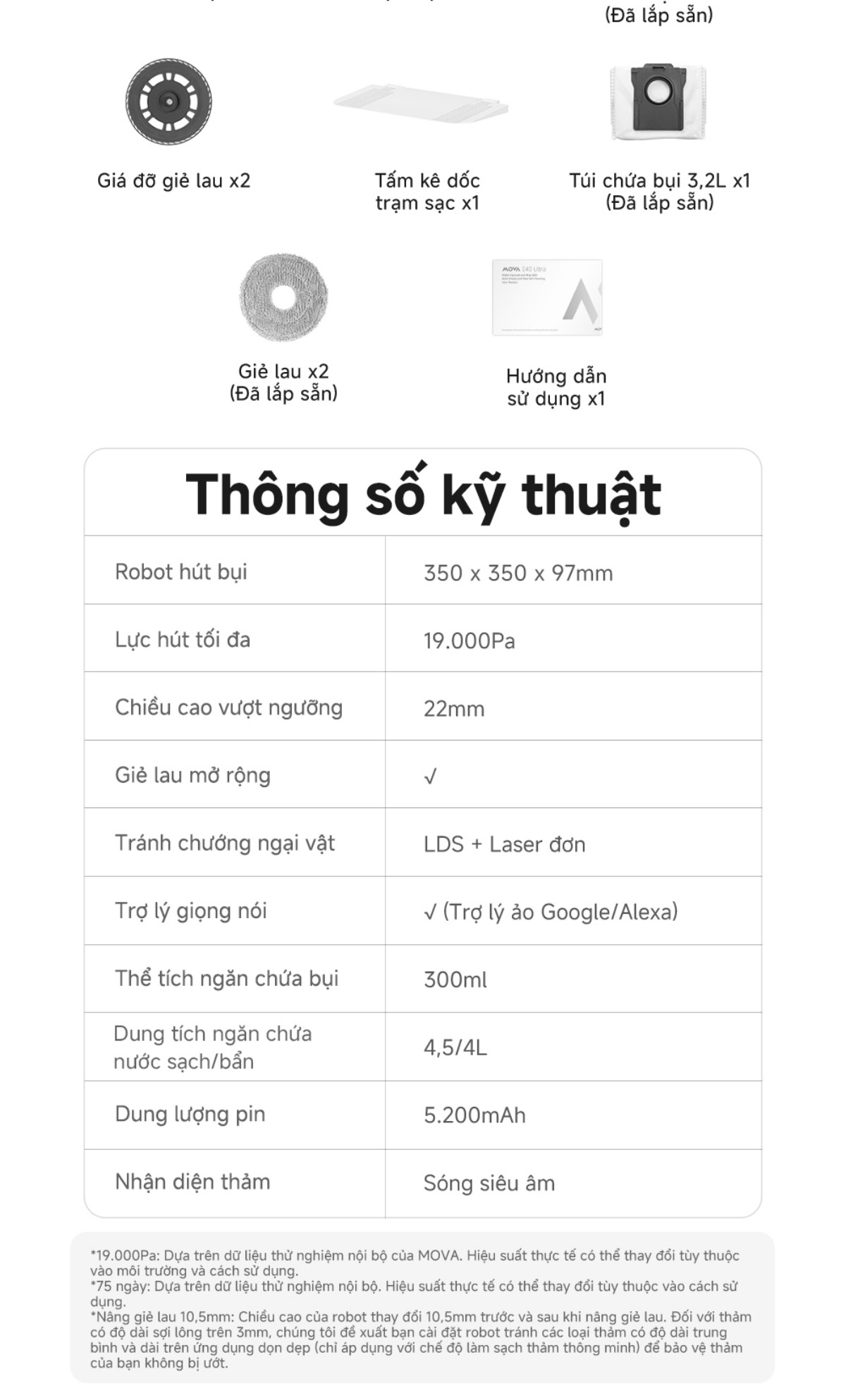 Robot hút bụi Mova E40 Ultra