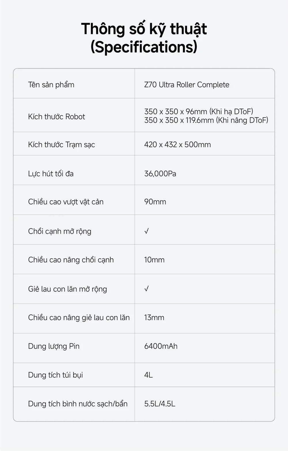 Robot hút bụi Mova Z70 Ultra Roller
