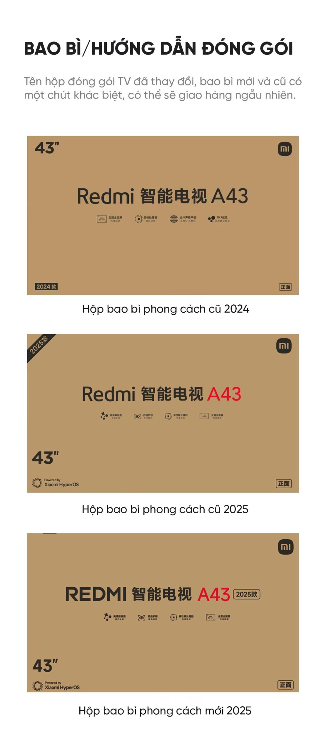 Tivi Xiaomi Redmi A43 2025 43 Inch - FHD/60Hz - 1GB/8GB
