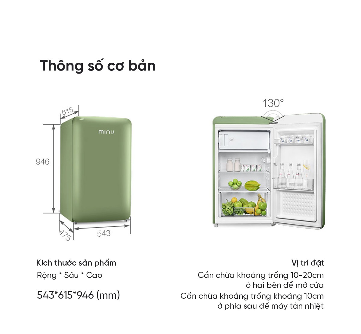 Tủ lạnh MiniJ Retro 121L nhỏ gọn thiết kế cổ điển