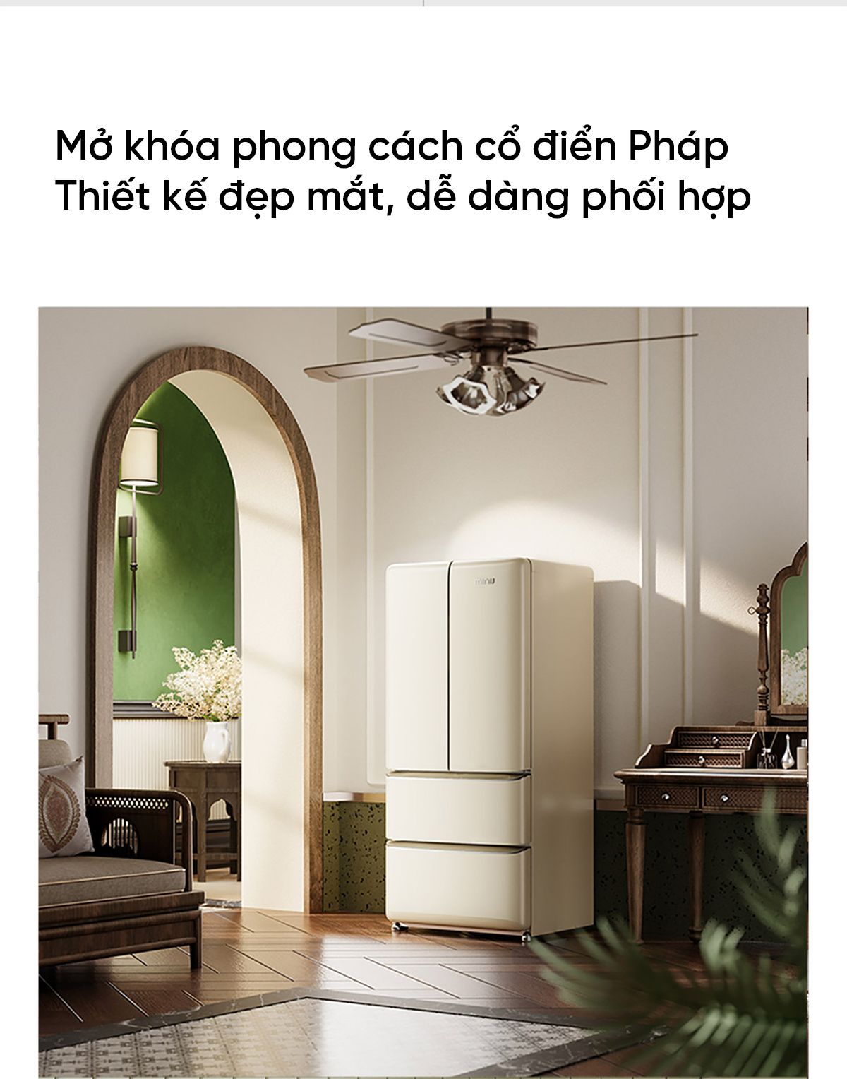 Tủ lạnh MiniJ Retro 508L Plus thiết kế cổ điển kiểu Pháp