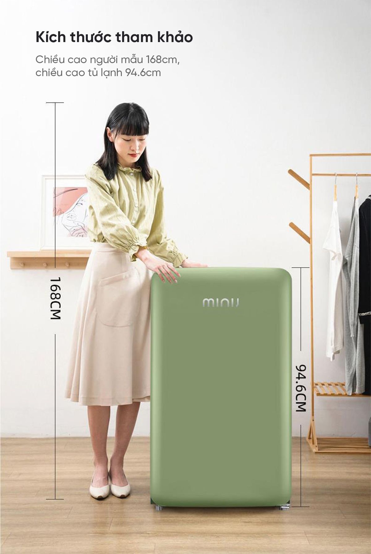 Tủ lạnh MiniJ Retro 121L nhỏ gọn thiết kế cổ điển
