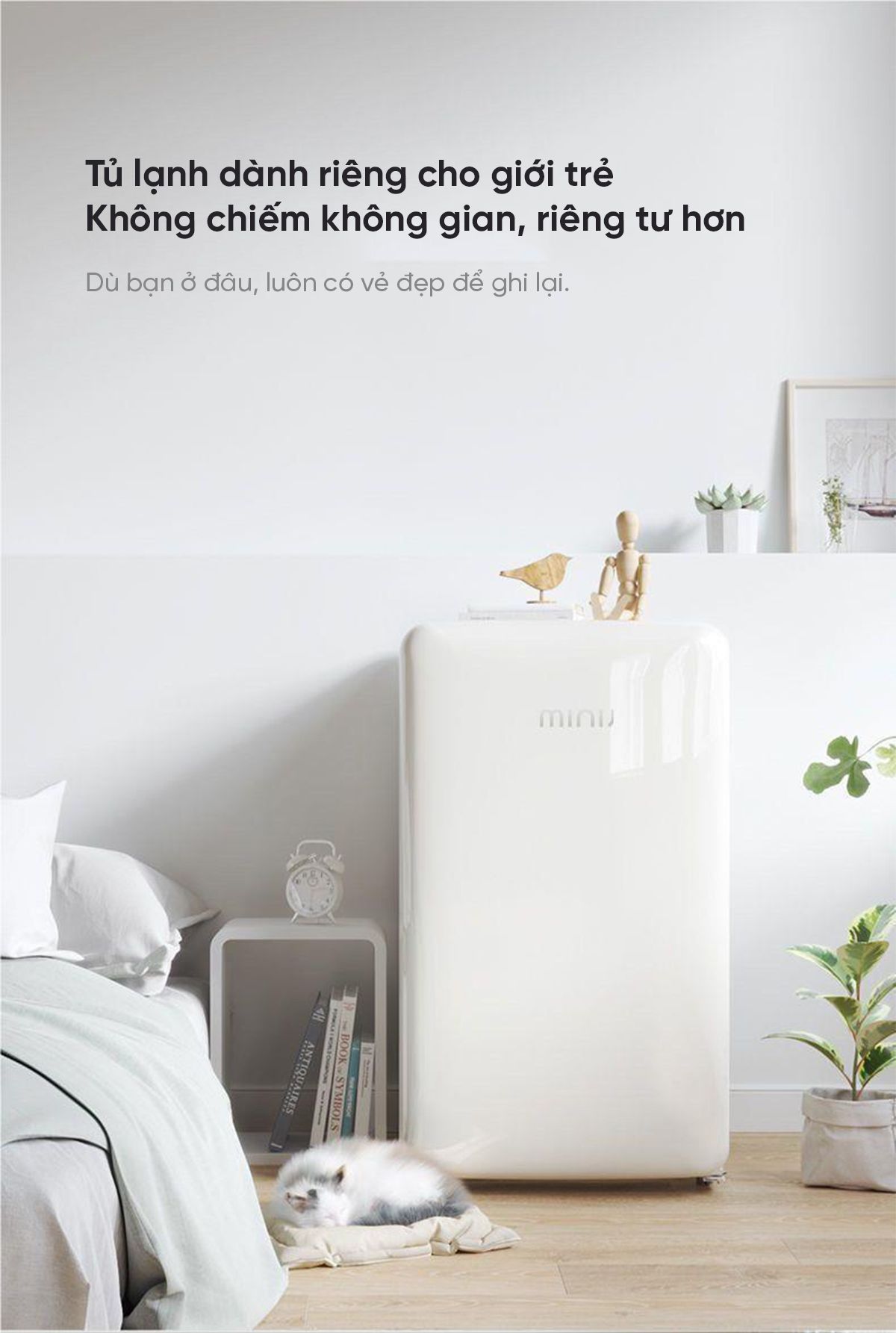 Tủ lạnh MiniJ Retro 121L nhỏ gọn thiết kế cổ điển