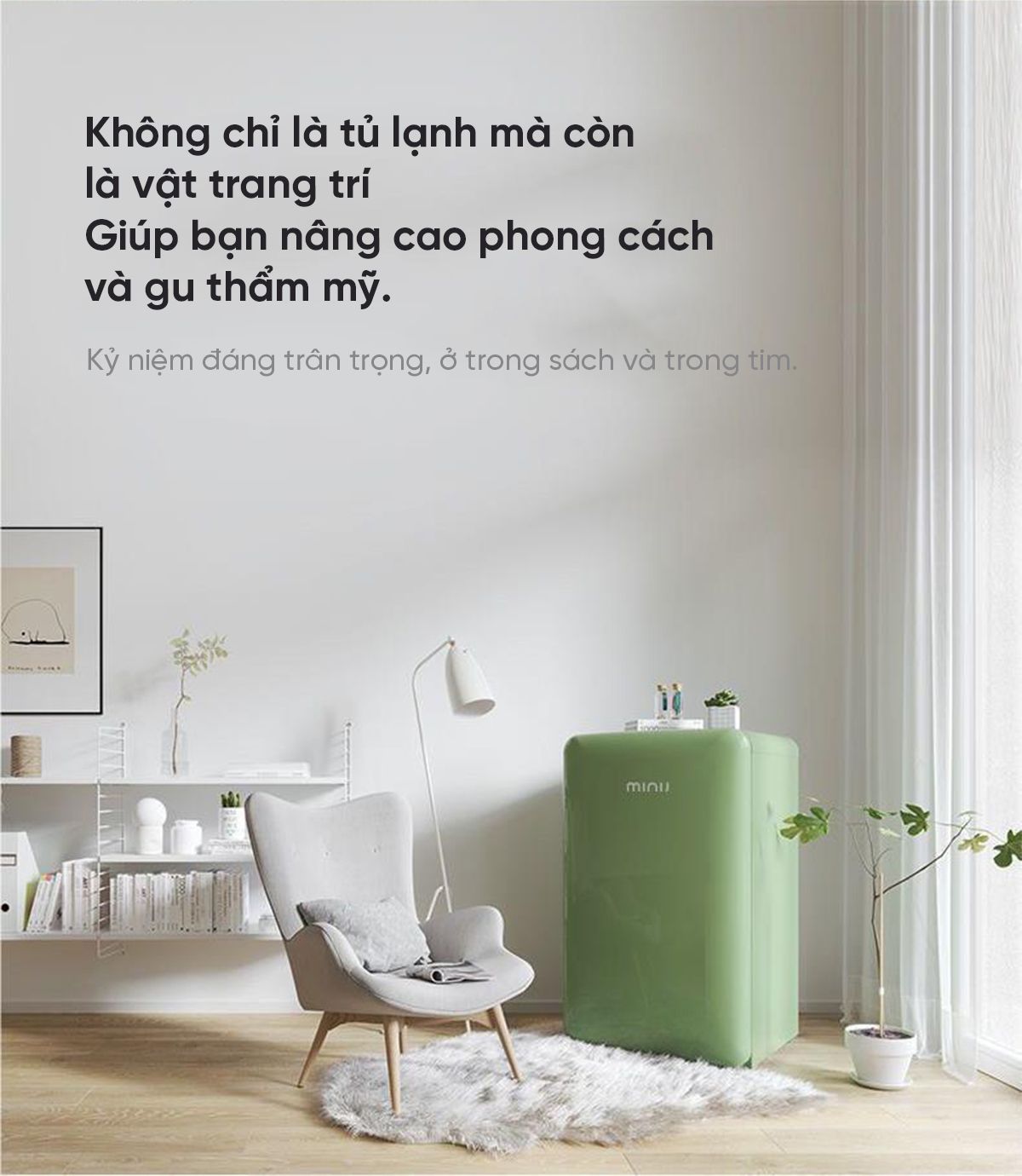 Tủ lạnh MiniJ Retro 121L nhỏ gọn thiết kế cổ điển
