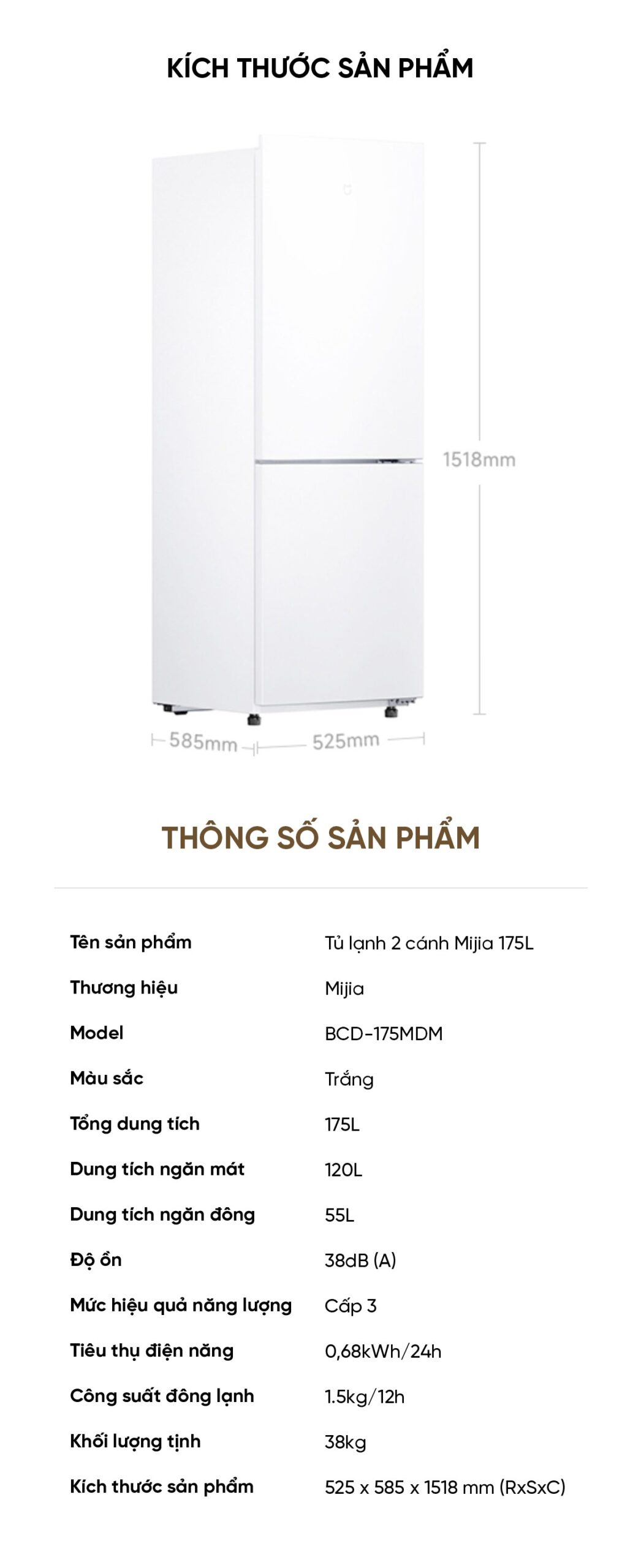 Tủ lạnh 2 cánh Xiaomi Mijia 175L thiết kế nhỏ gọn và tiết kiệm điện hiệu quả