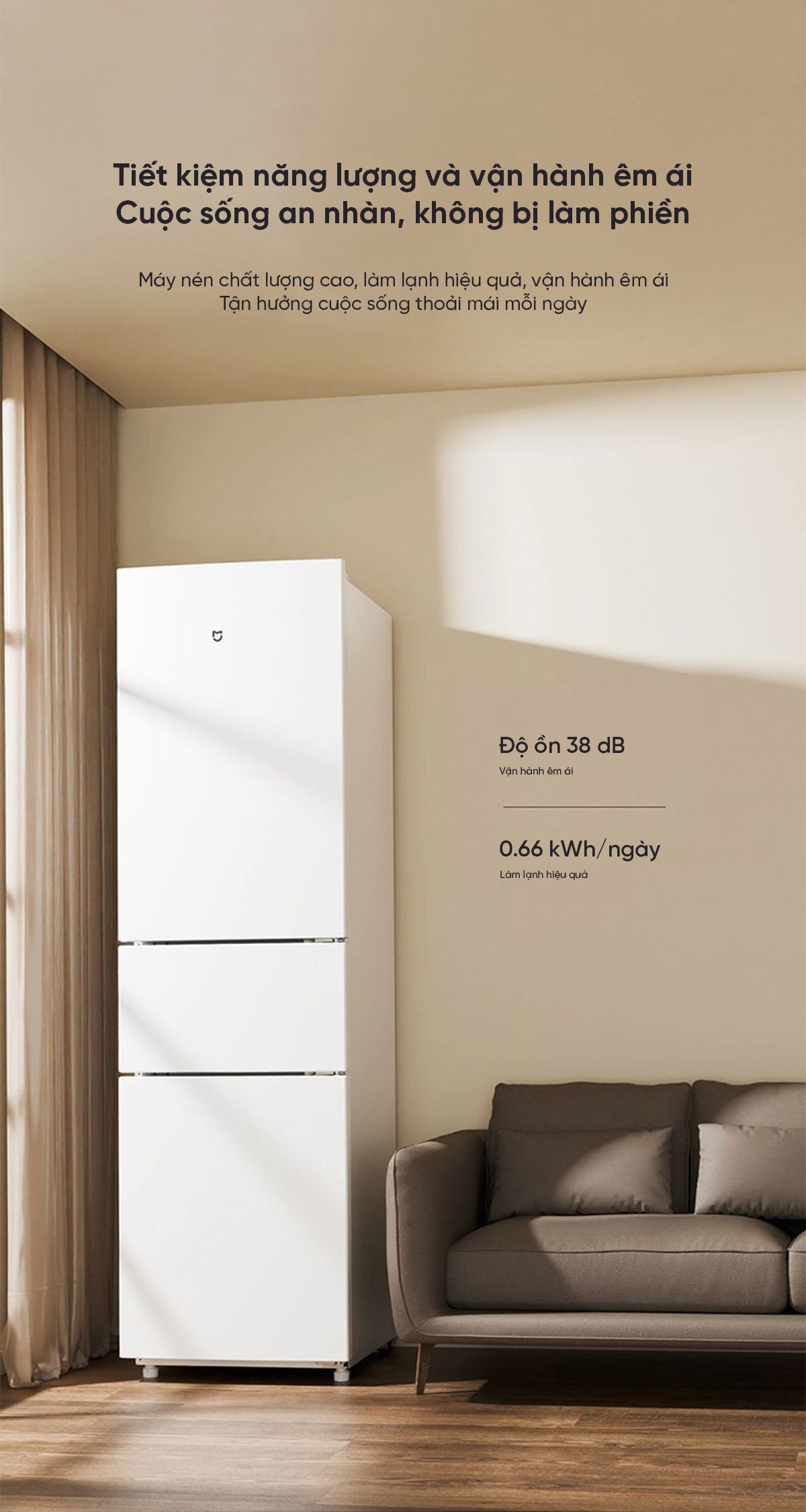 Tủ lạnh Xiaomi Mijia 205L, 3 cửa, siêu mỏng