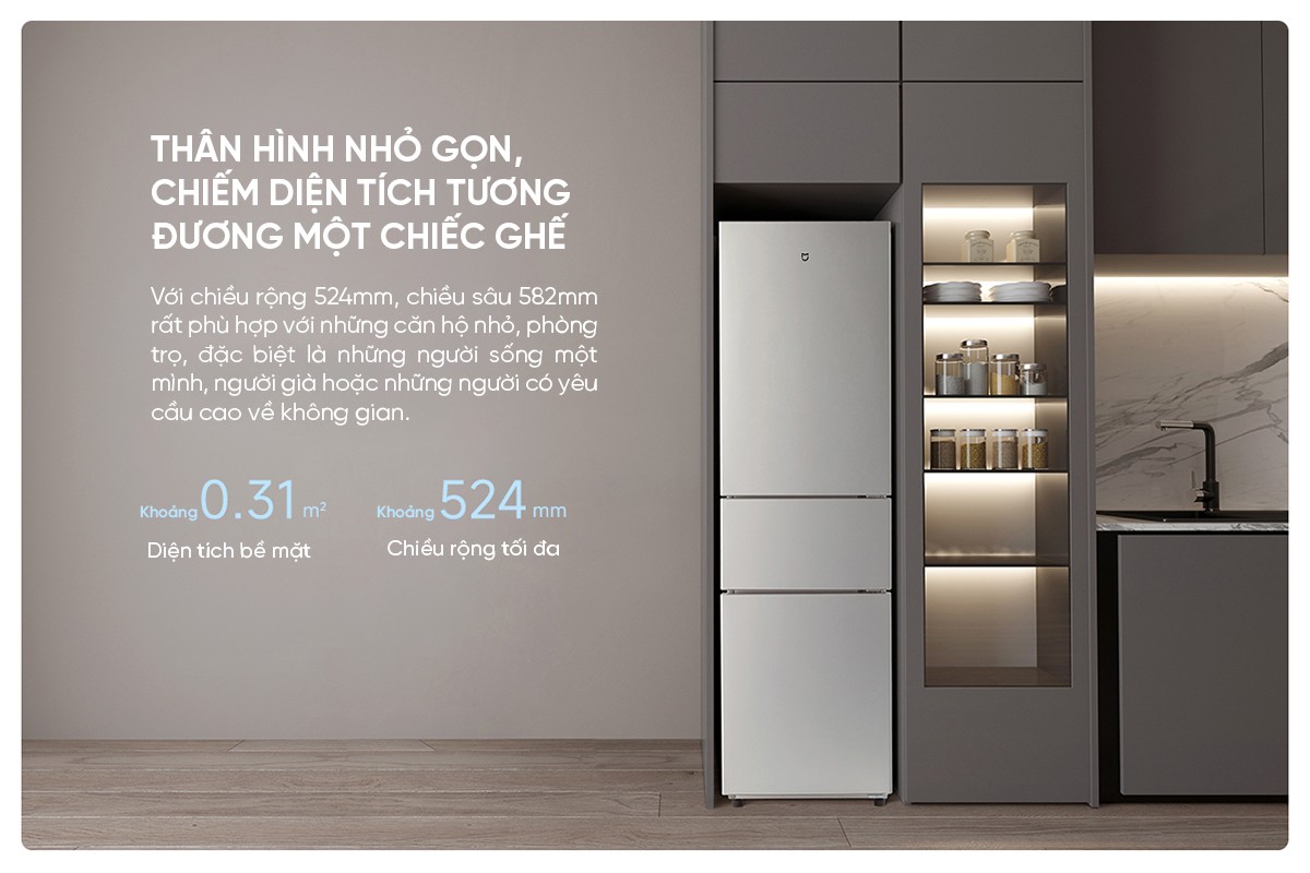 Tủ lạnh 3 cánh Xiaomi Mijia 215L thiết kế độc đáo, có ngăn đông mềm