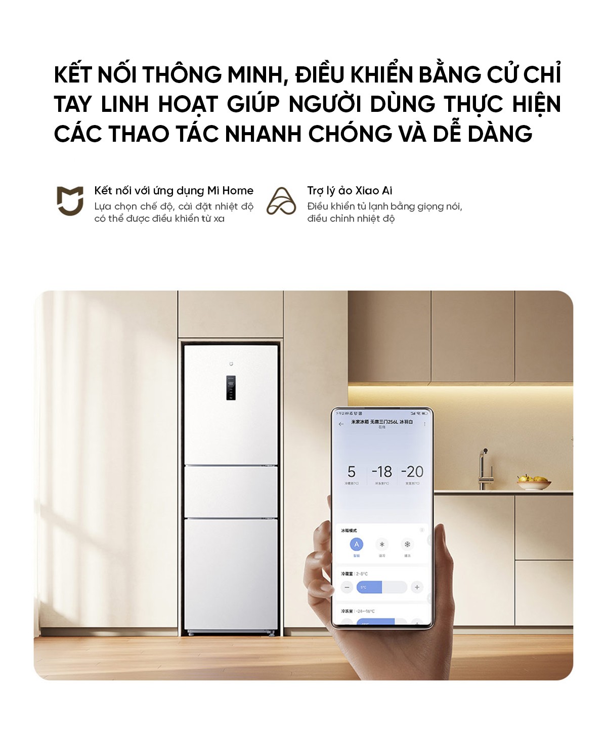 Tủ lạnh 3 cửa độc lập Xiaomi Mijia 256L lưu trữ thực phẩm hiện đại và thông minh