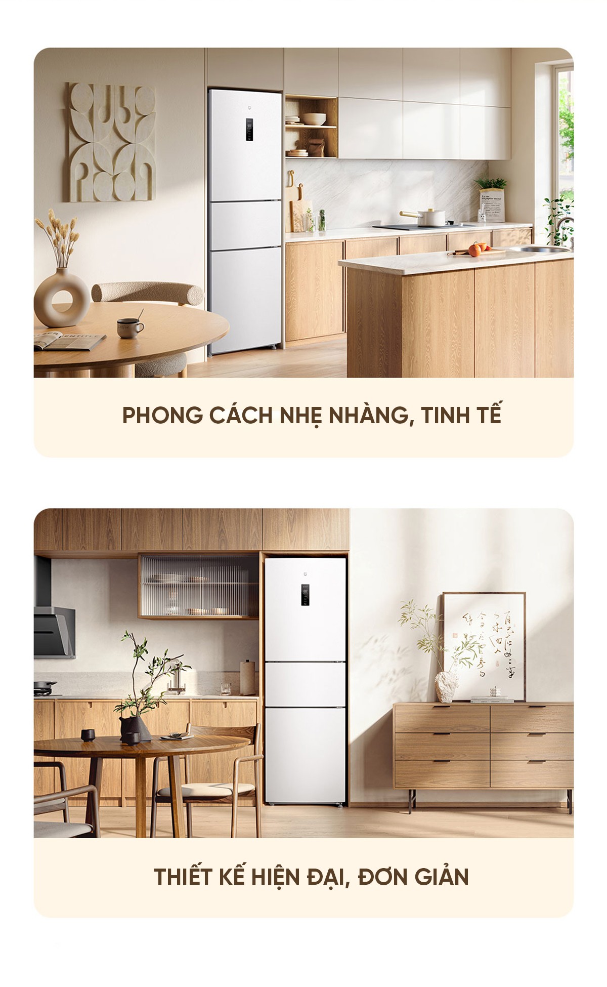 Tủ lạnh 3 cửa độc lập Xiaomi Mijia 256L lưu trữ thực phẩm hiện đại và thông minh